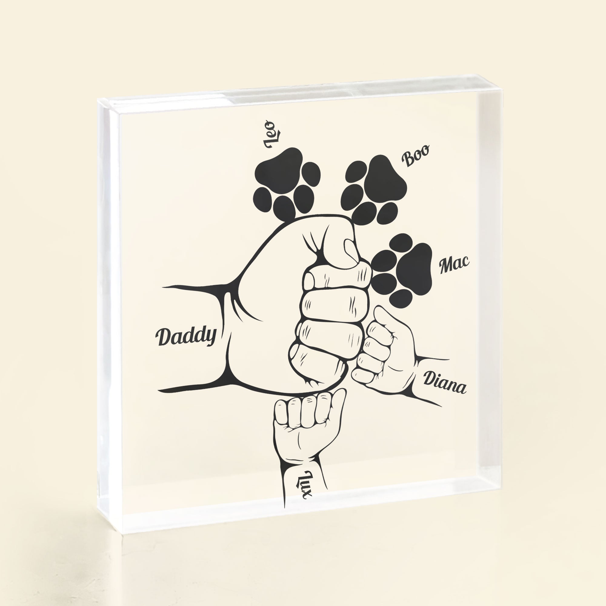 Fist Bump Dad Grandpa Papa And Kids - Personalized Custom Square-Shaped Acrylic Plaque