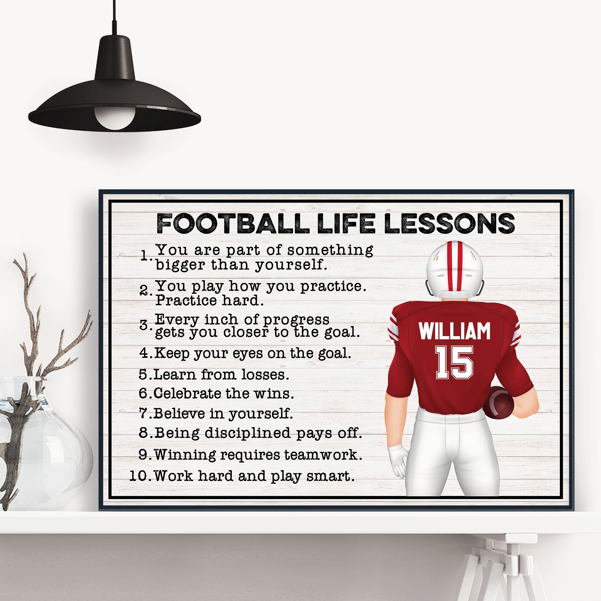 Football Life Lessons - Personalized Poster/Canvas - Birthday Gift For Football Player, Son, Grandson, Teammates