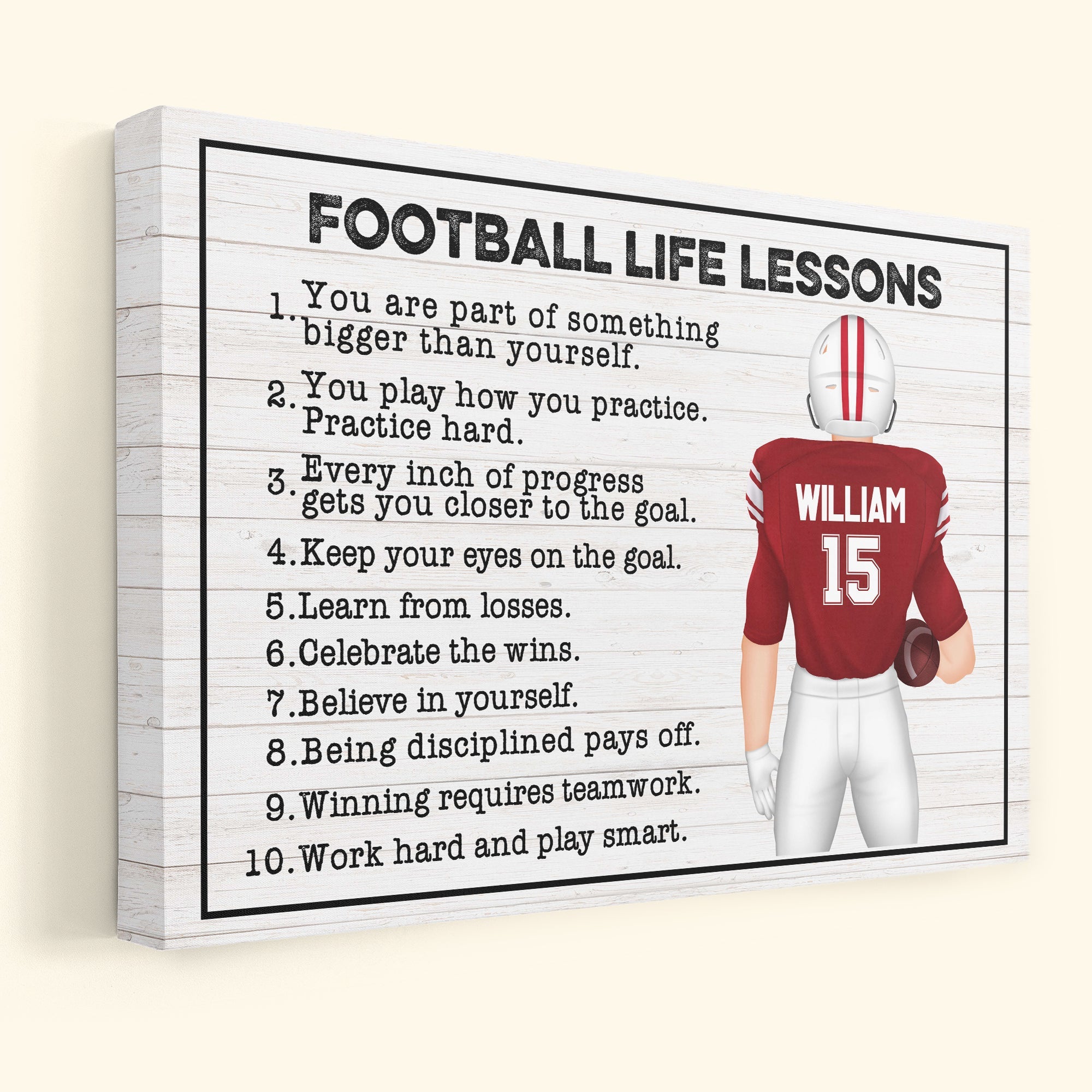 Football Life Lessons - Personalized Poster/Canvas - Birthday Gift For Football Player, Son, Grandson, Teammates