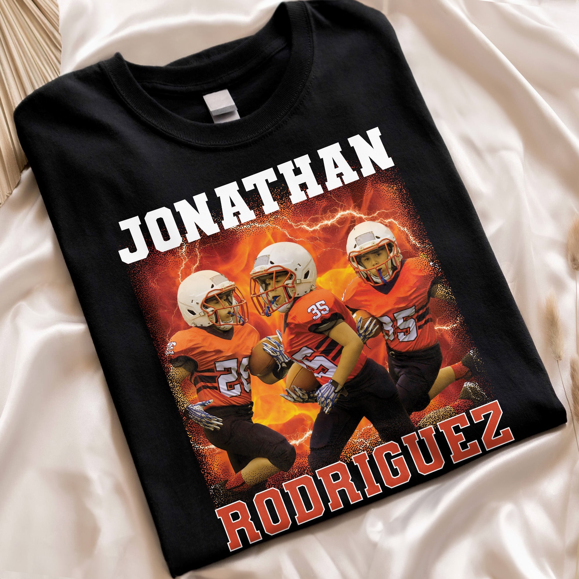 Football Player Bootleg Tee - Personalized Photo Shirt