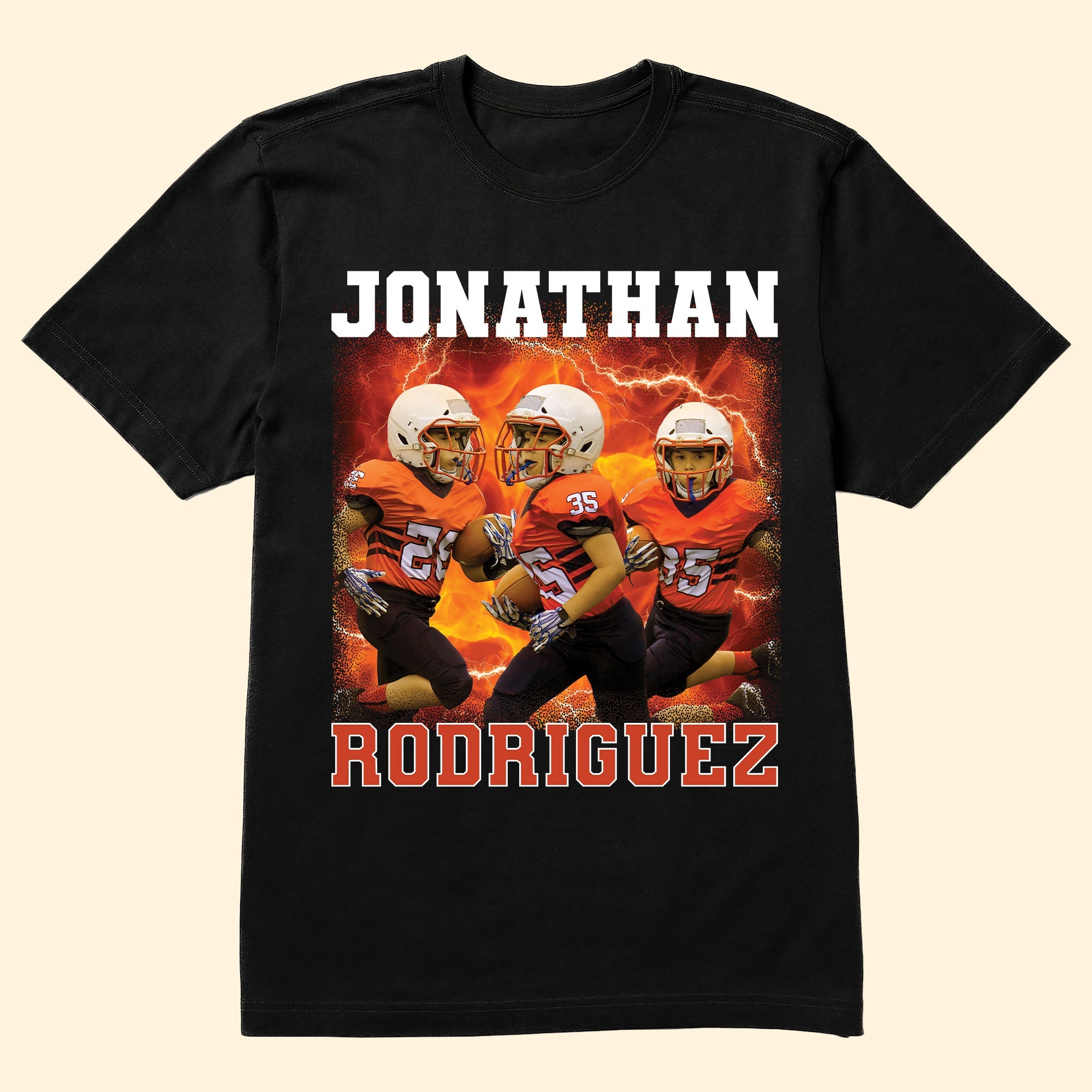 Football Player Bootleg Tee - Personalized Photo Shirt