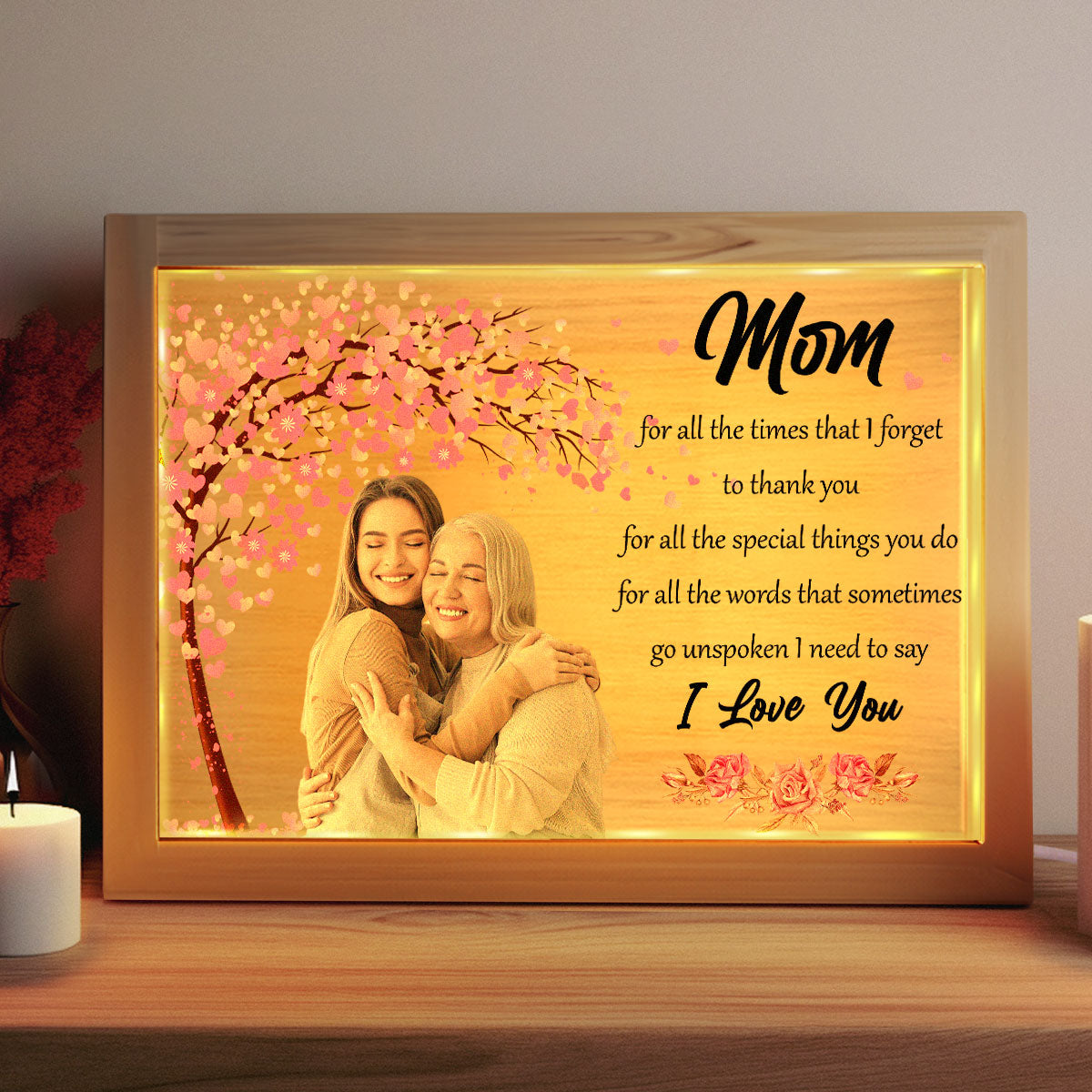 For All The Times That We Forget To Thank You - Personalized Photo Frame Light Box