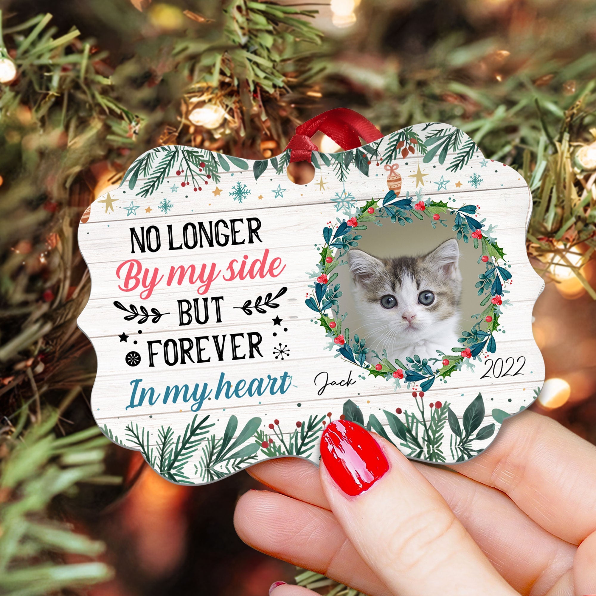 Forever In My Heart - Personalized Aluminum Ornament - Christmas, Memorial Gift For Pet Loss Owners, Cat Lover, Dog Lover