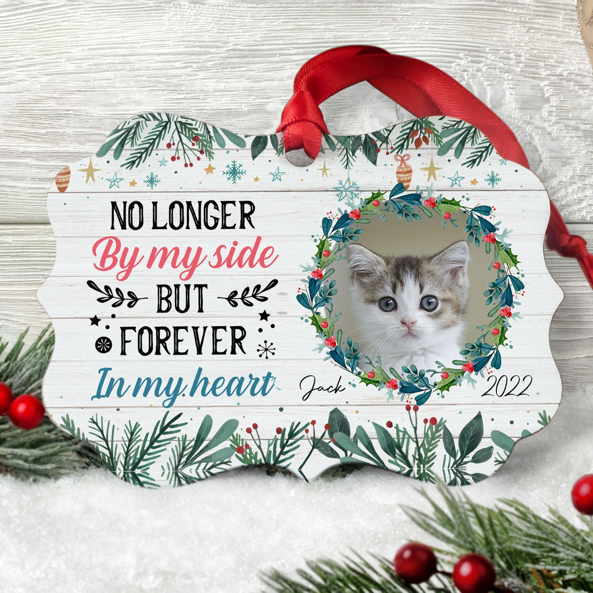 Forever In My Heart - Personalized Aluminum Ornament - Christmas, Memorial Gift For Pet Loss Owners, Cat Lover, Dog Lover