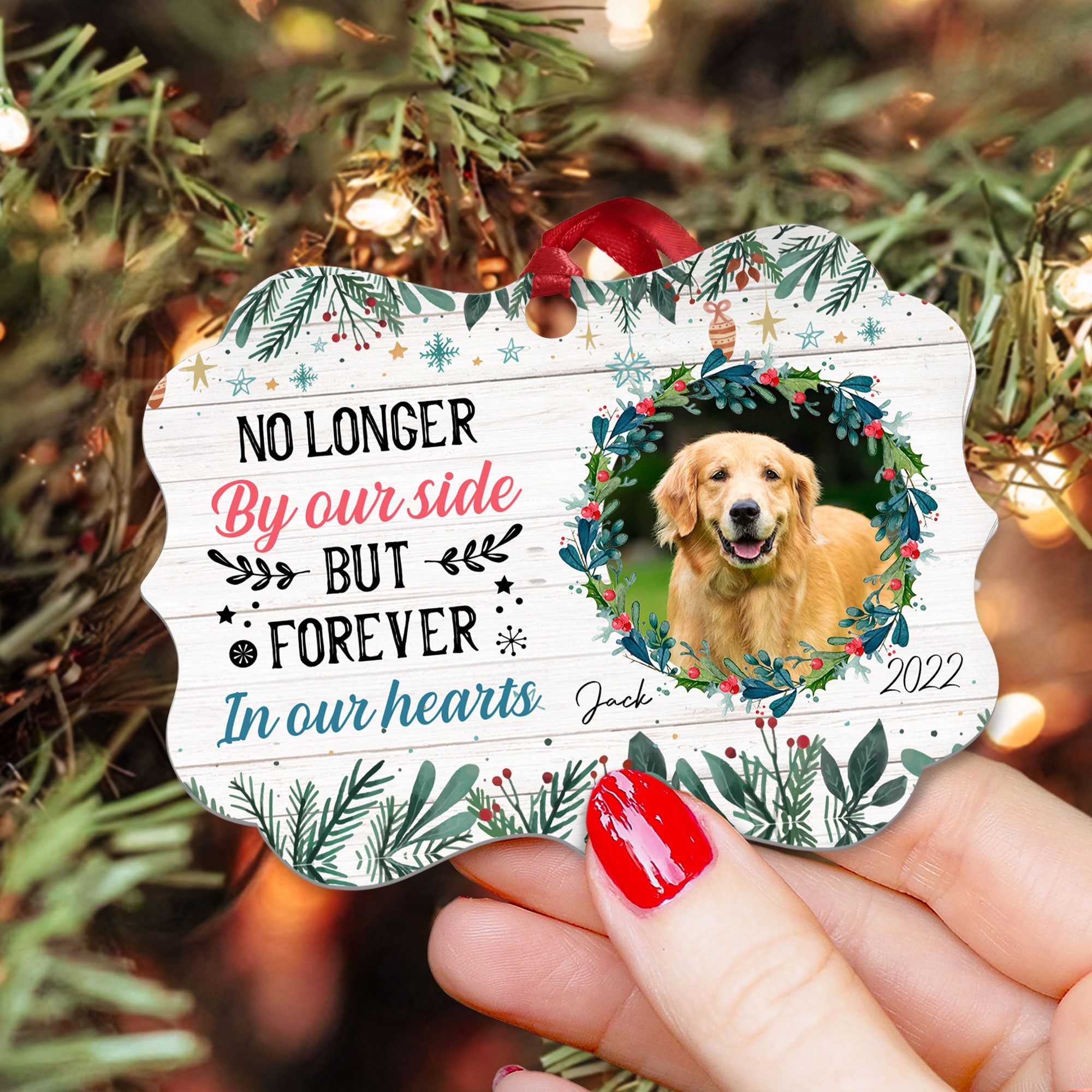 Forever In My Heart - Personalized Aluminum Ornament - Christmas, Memorial Gift For Pet Loss Owners, Cat Lover, Dog Lover