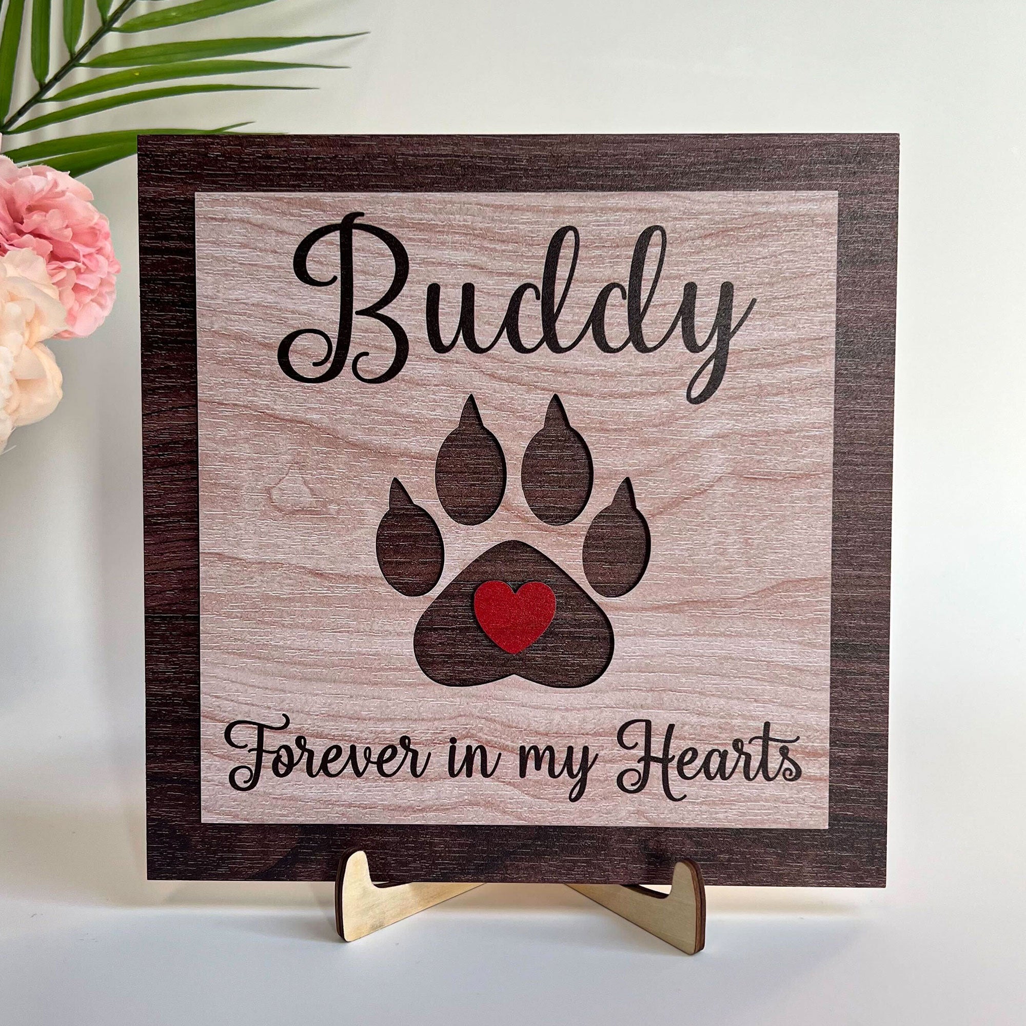 Forever In Our Hearts - Personalized 2 Layers Wooden Plaque