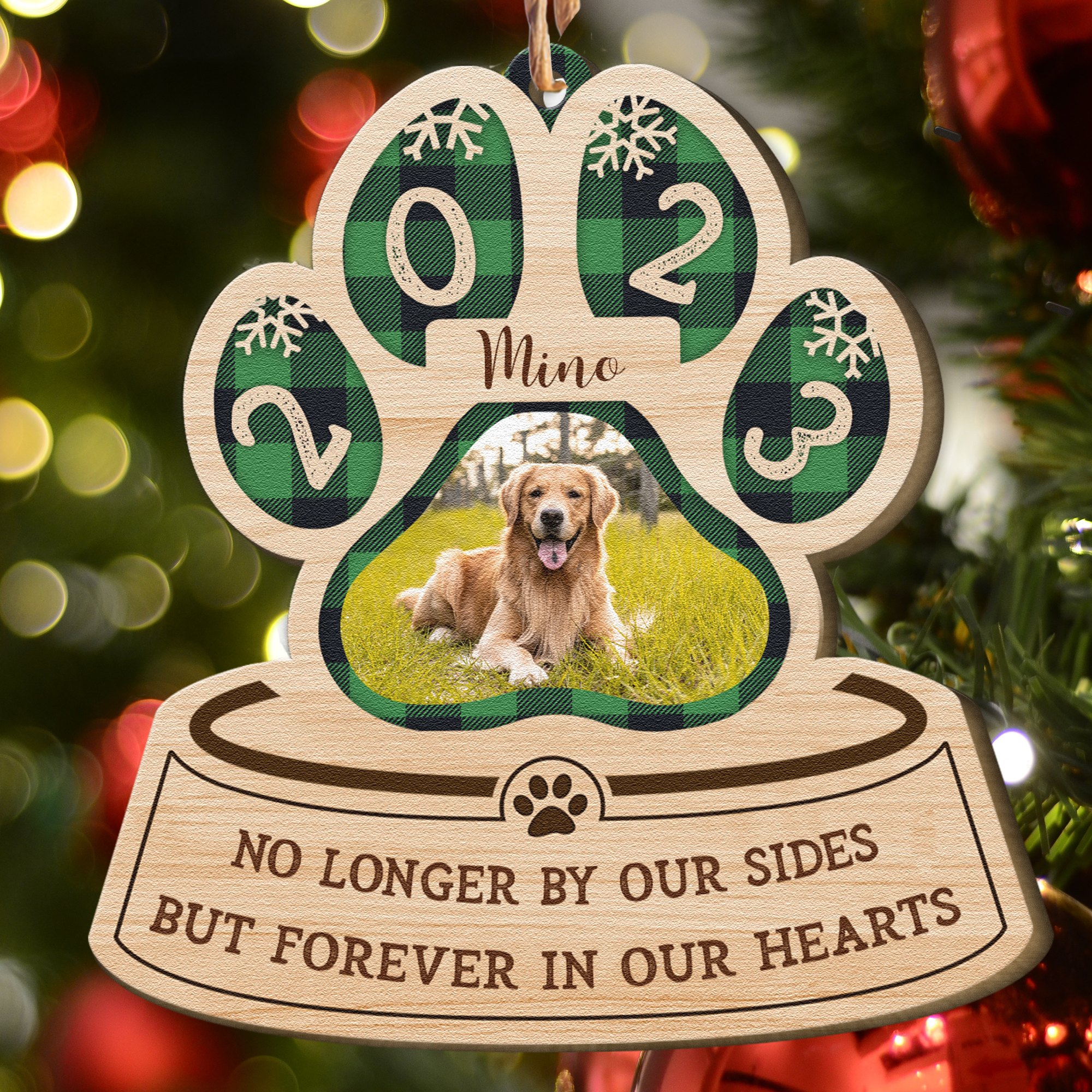 Forever In Our Hearts - Personalized Custom Shaped Wooden Photo Ornament