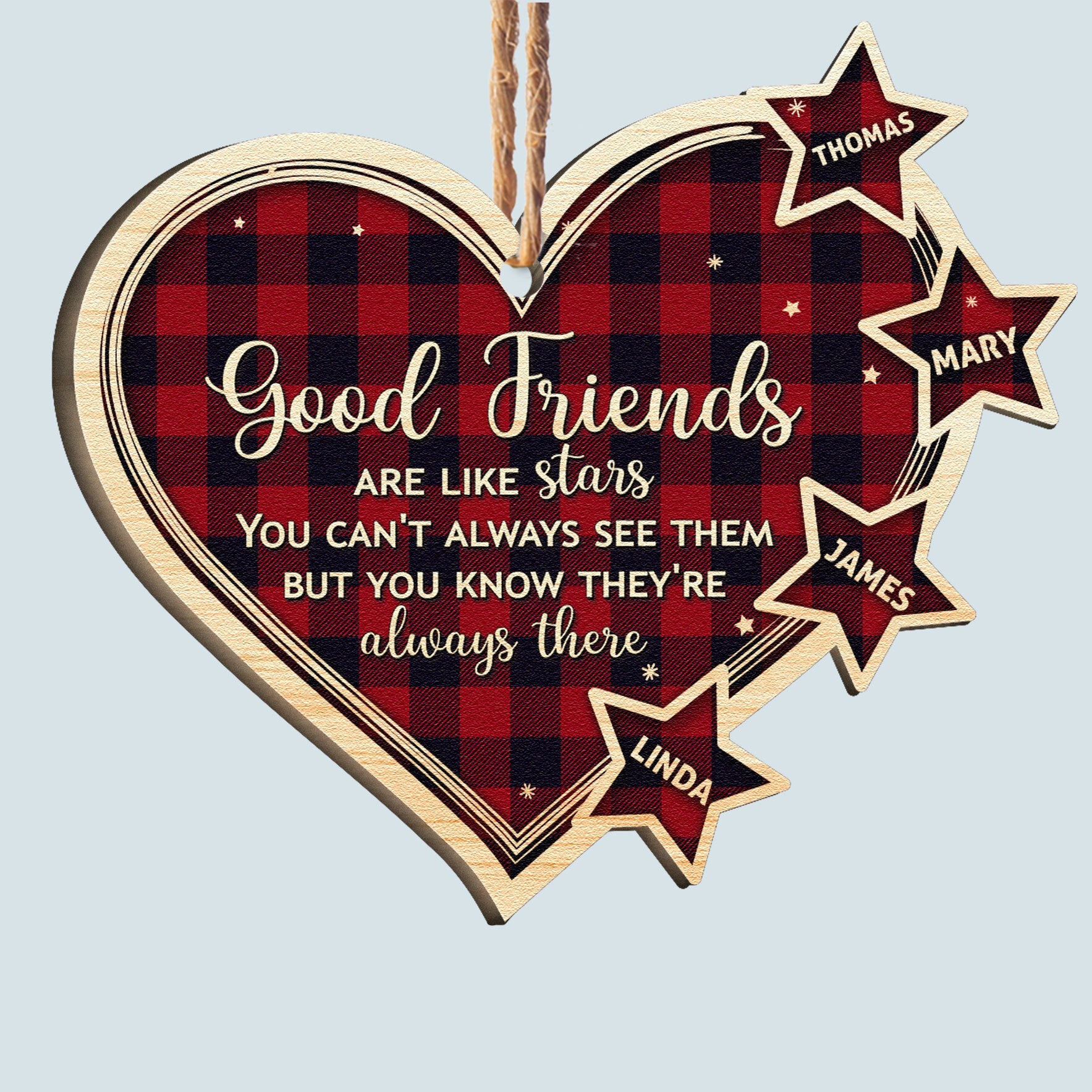 Friends Are Like Star - Personalized Wooden Ornament - Christmas Gift For Family