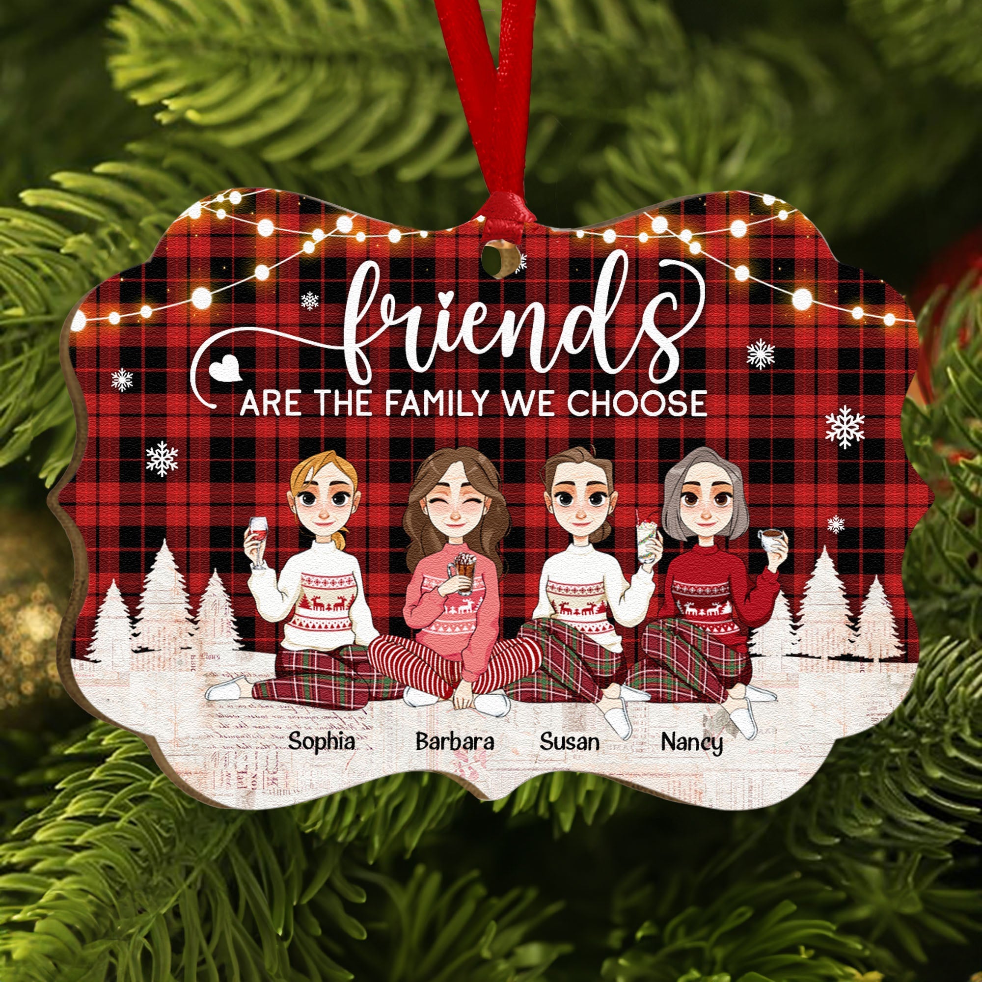 Friends Are The Family We Choose - Personalized Wooden Ornament