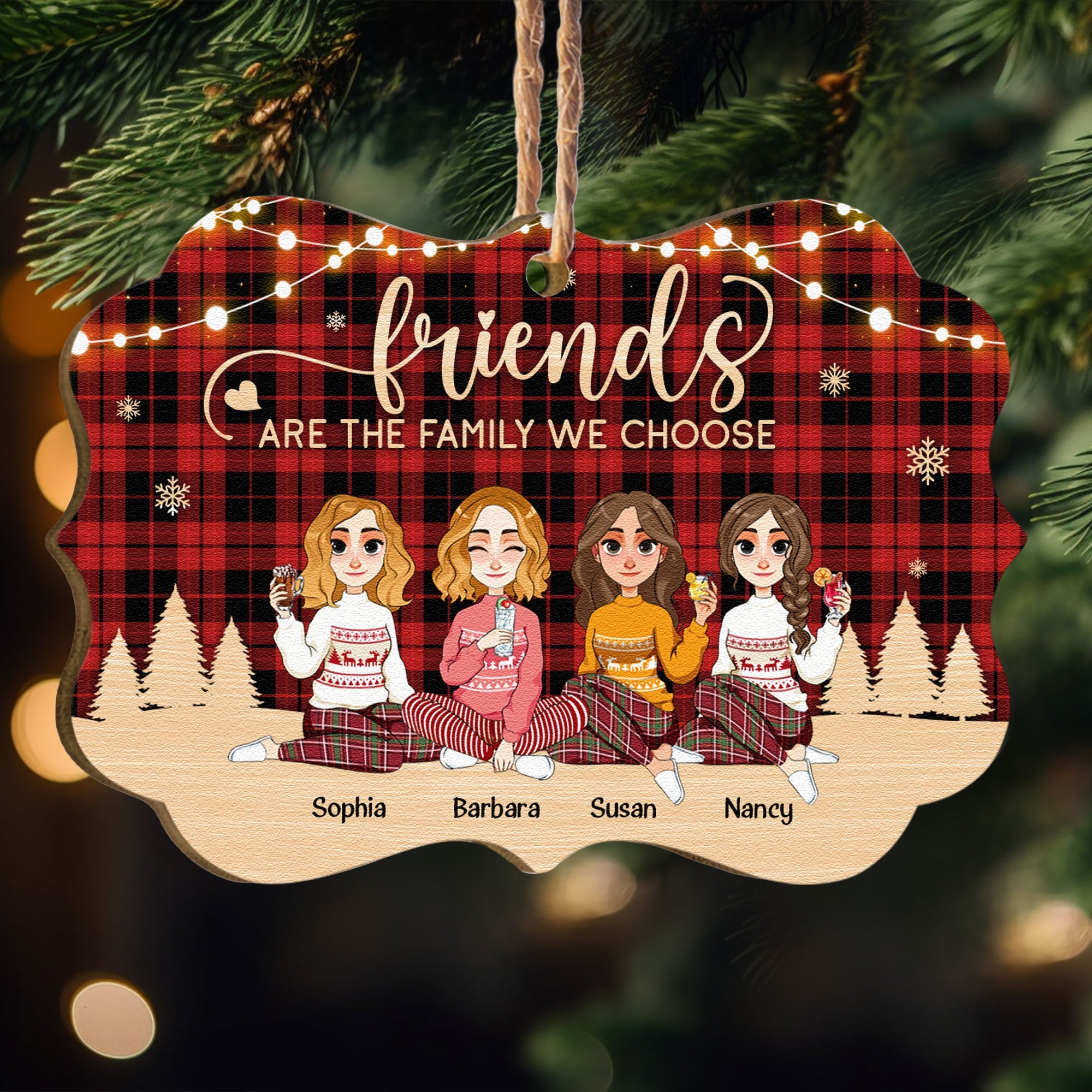 Friends Are The Family We Choose - Personalized Wooden Ornament