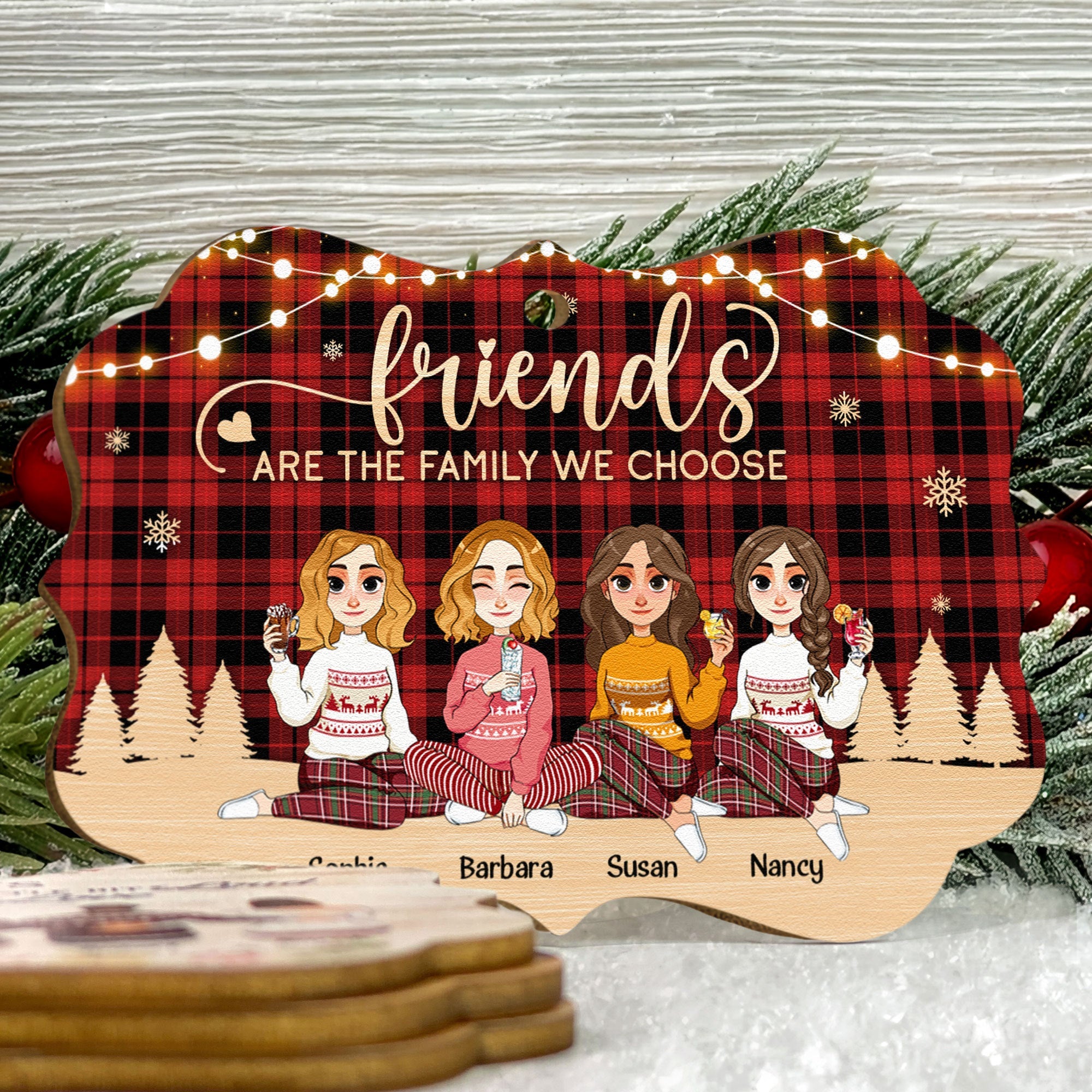 Friends Are The Family We Choose - Personalized Wooden Ornament