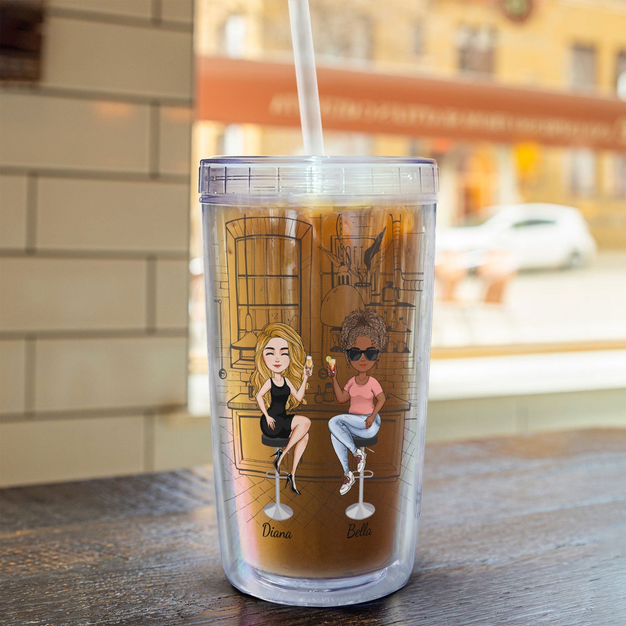 Friends Are Therapists You Can Drink With - Personalized Acrylic Tumbler With Straw