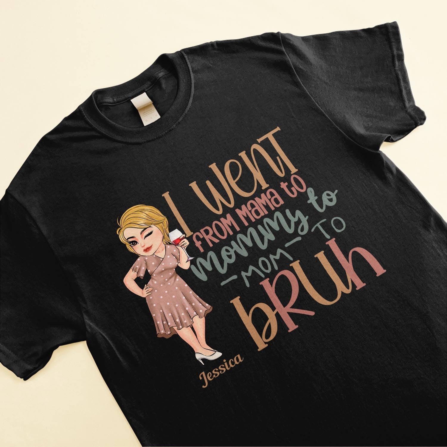 From Mama To Mommy To Mom To Bruh - Personalized Shirt - Birthday, Funny, Mother's Day Gift For Mom, Mother, Wife, Grandma, Nana