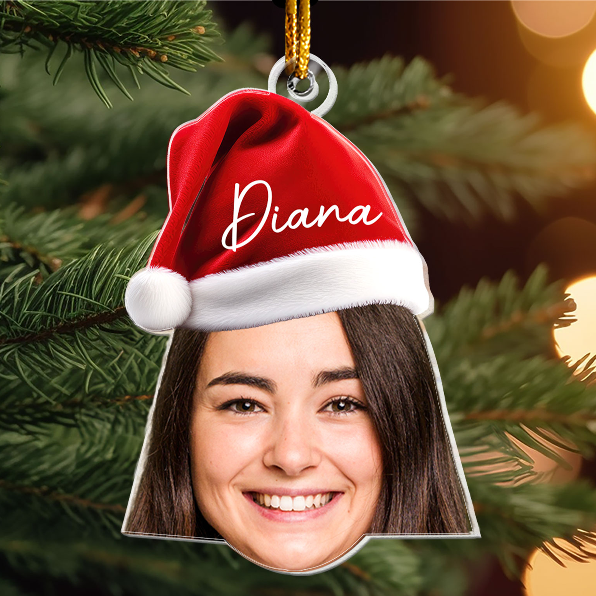 Funny Christmas Face - Personalized Family Photo Ornament