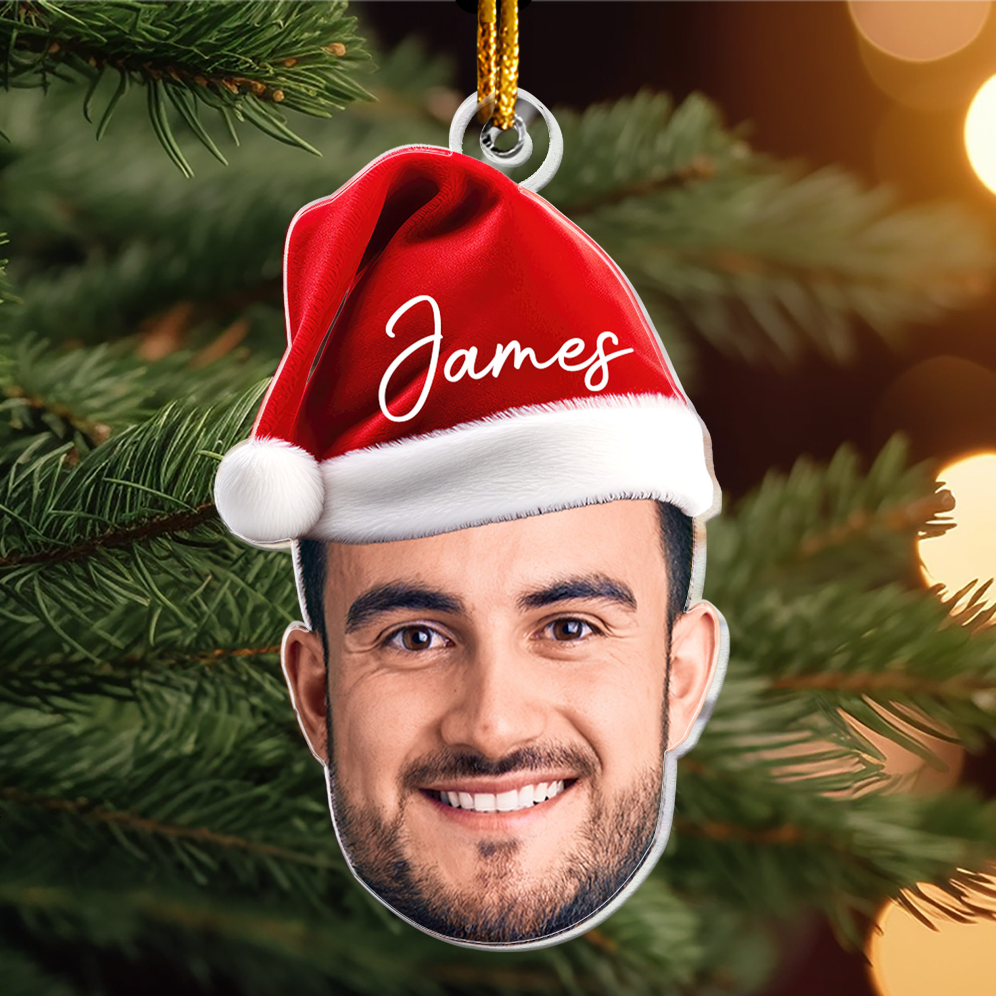 Funny Christmas Face - Personalized Family Photo Ornament