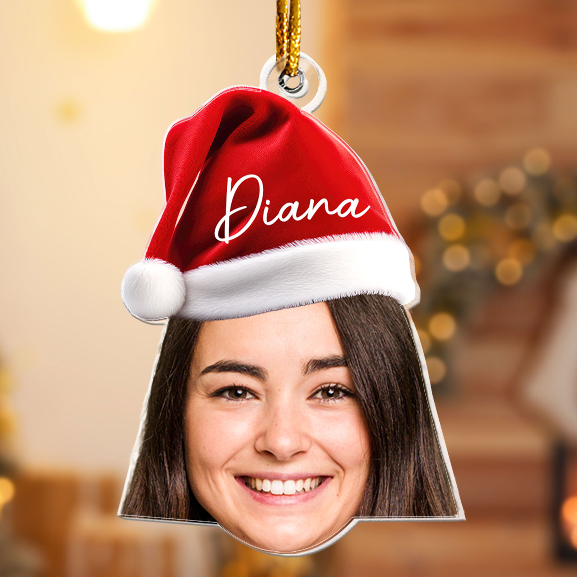 Funny Christmas Face - Personalized Family Photo Ornament