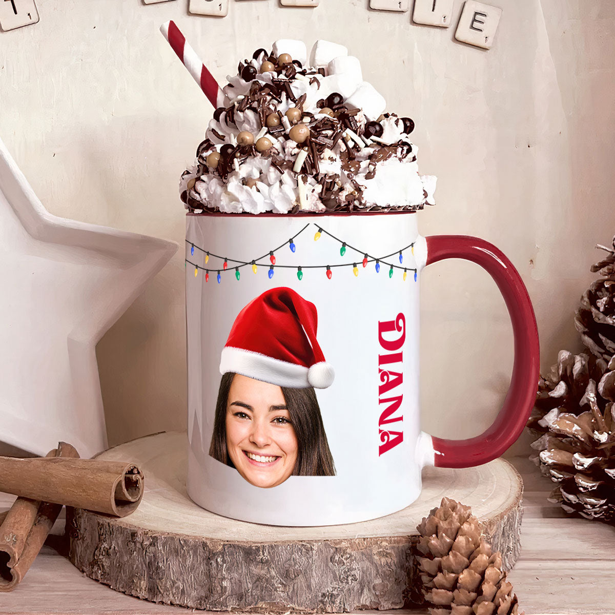 Funny Christmas Lights - Personalized Photo Accent Mug