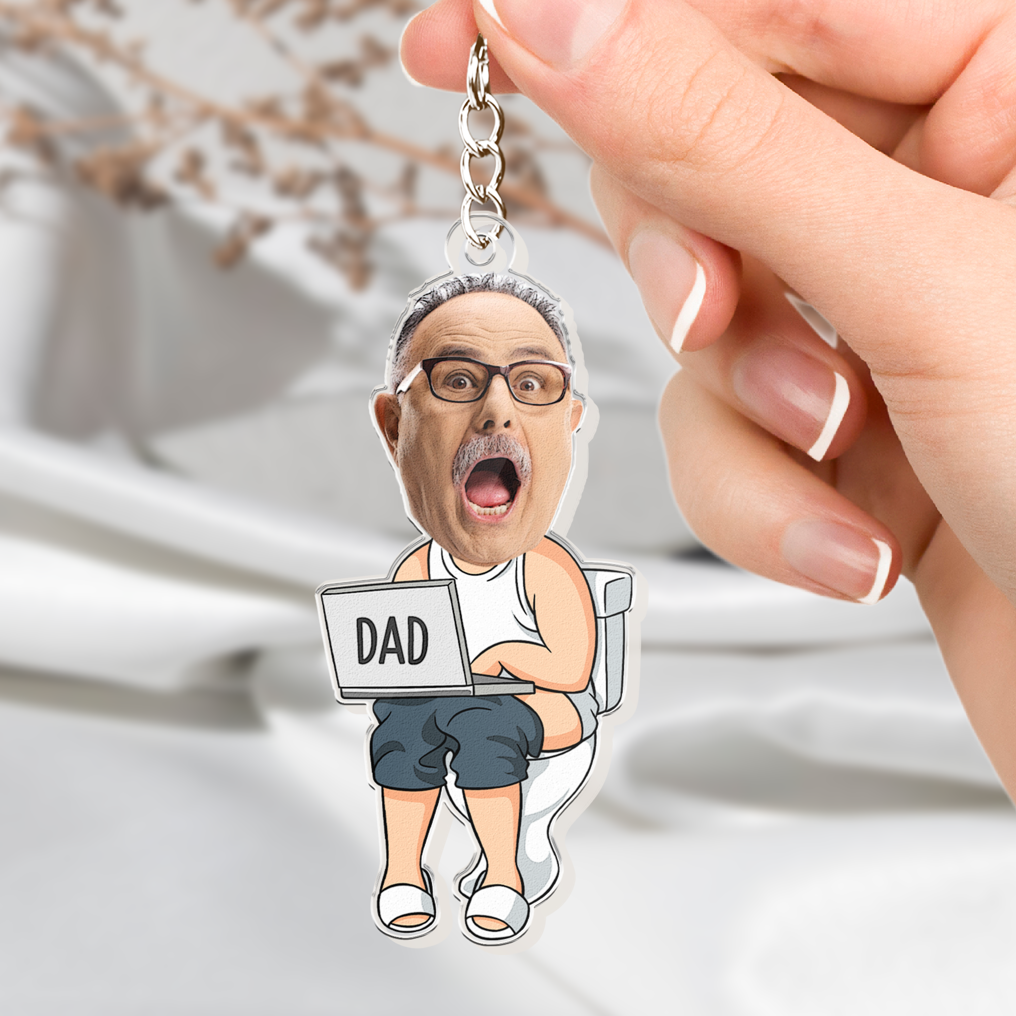 Funny Dad Doing Dad Sh*T Custom Face - Personalized Photo Keychain