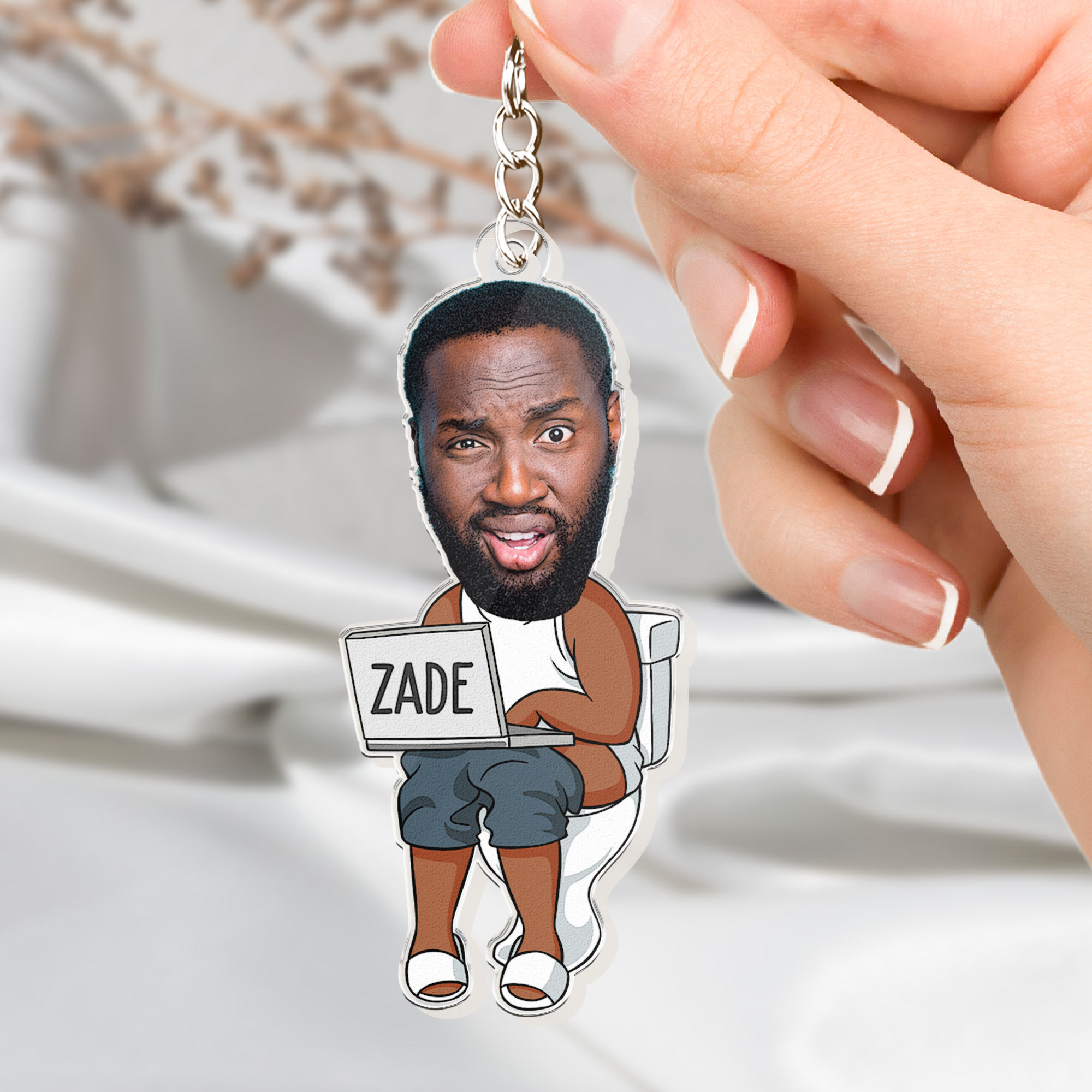 Funny Dad Doing Dad Sh*T Custom Face - Personalized Photo Keychain