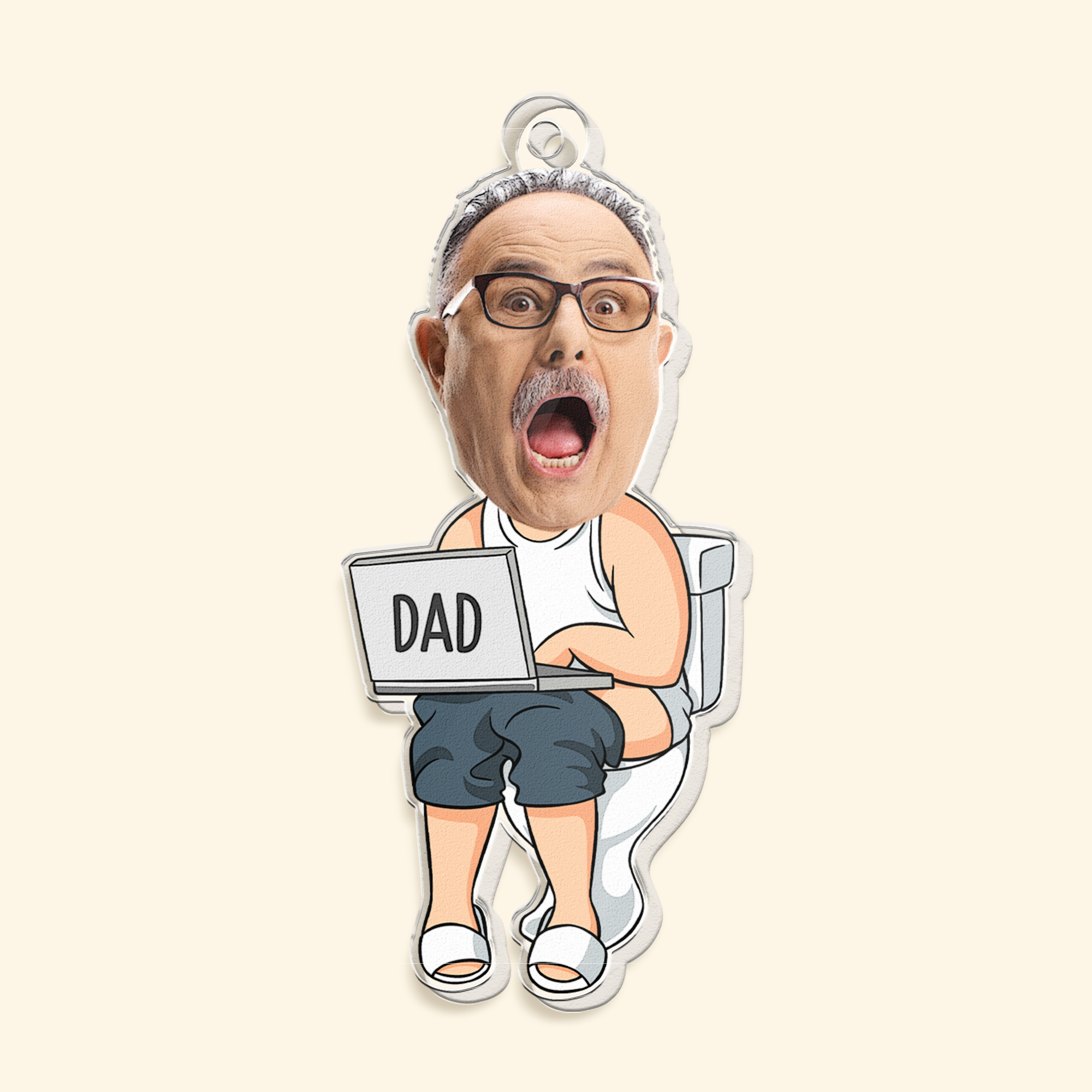 Funny Dad Doing Dad Sh*T Custom Face - Personalized Photo Keychain