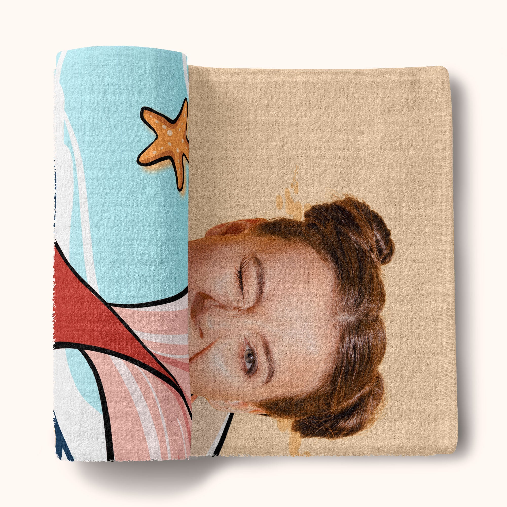 Funny Memaid Towel - Personalized Photo Beach Towel