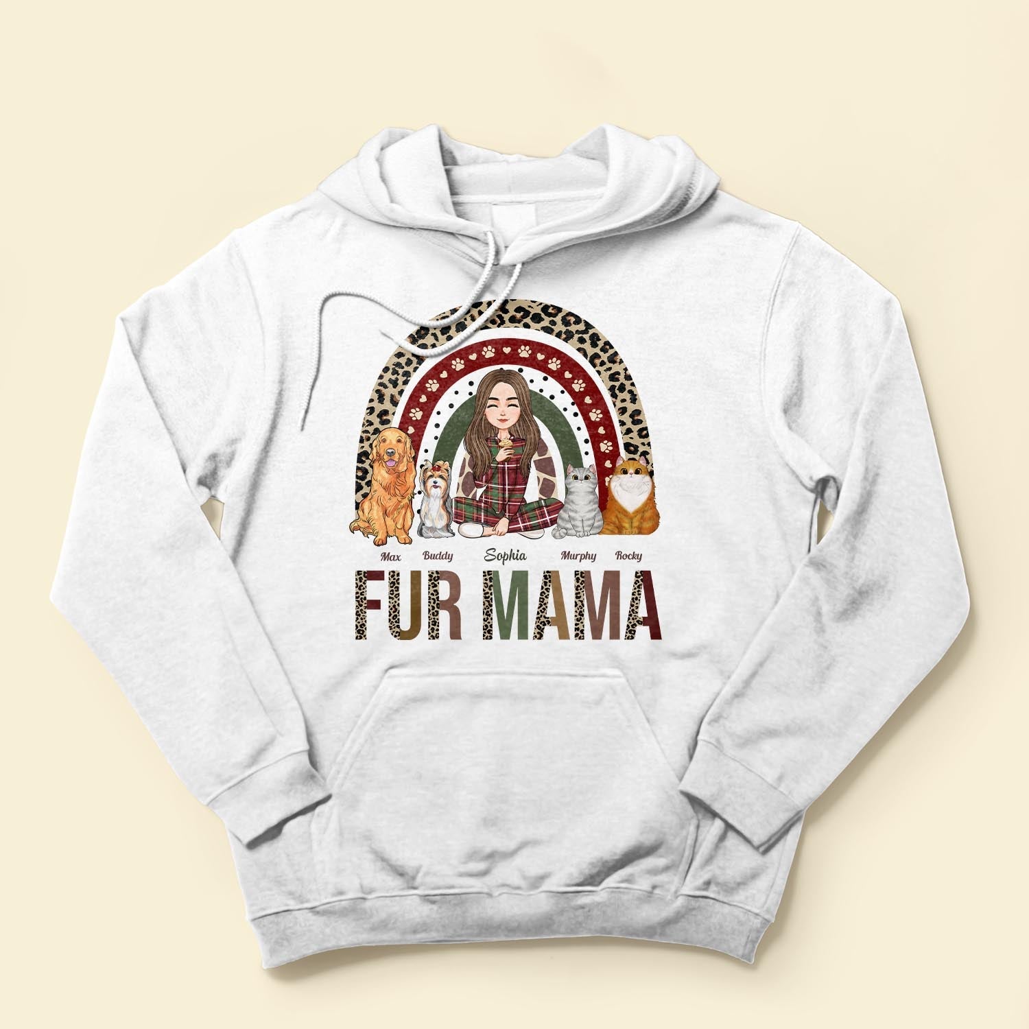 Fur Mama - Rainbow Version - Personalized Shirt - Christmas, New Year, Birthday Gift For Dog Mom, Cat Mom, Pet Lover, Pet Owner