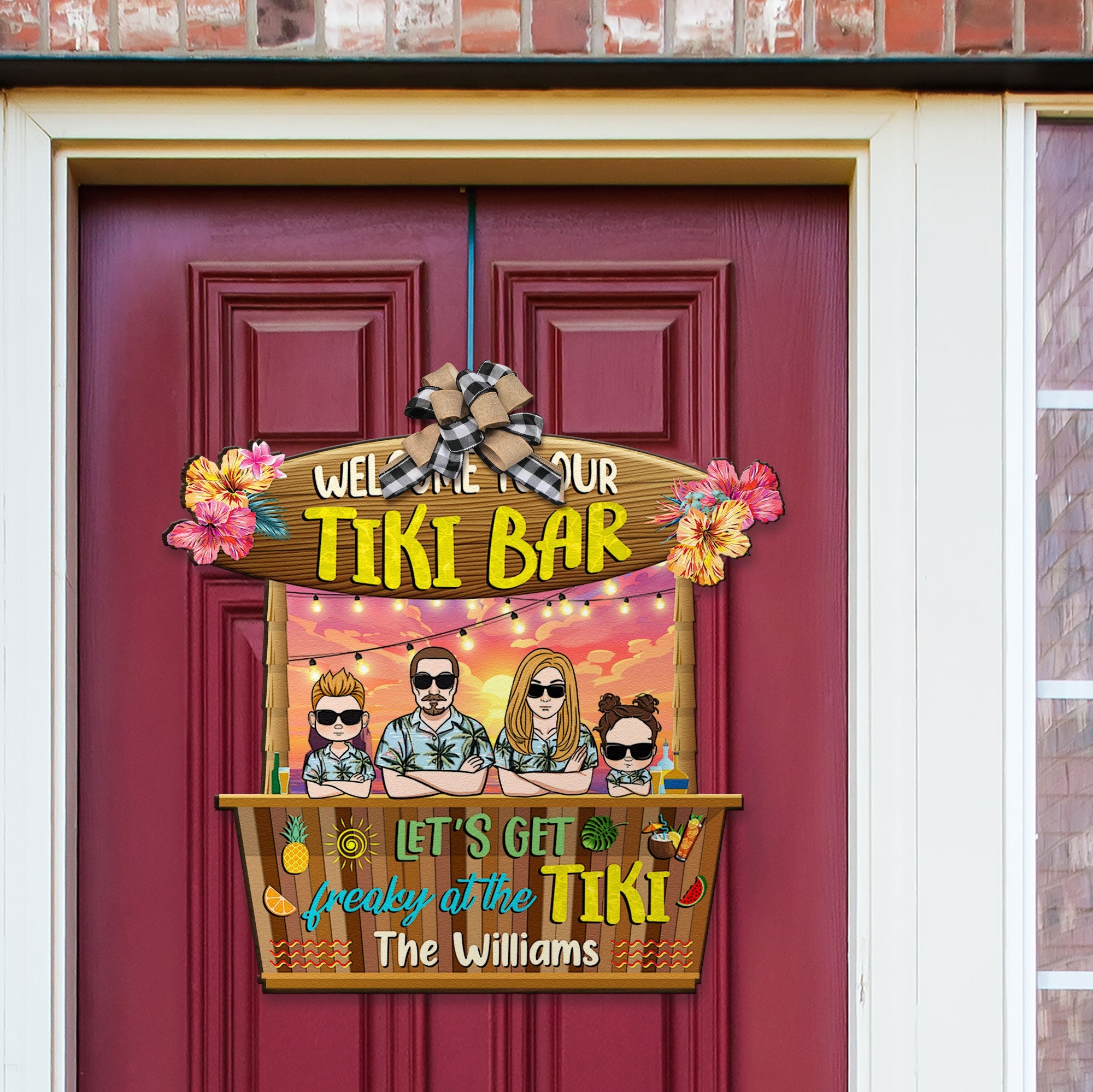 Get Freaky At The Tiki - Personalized Custom Shaped Wood Sign