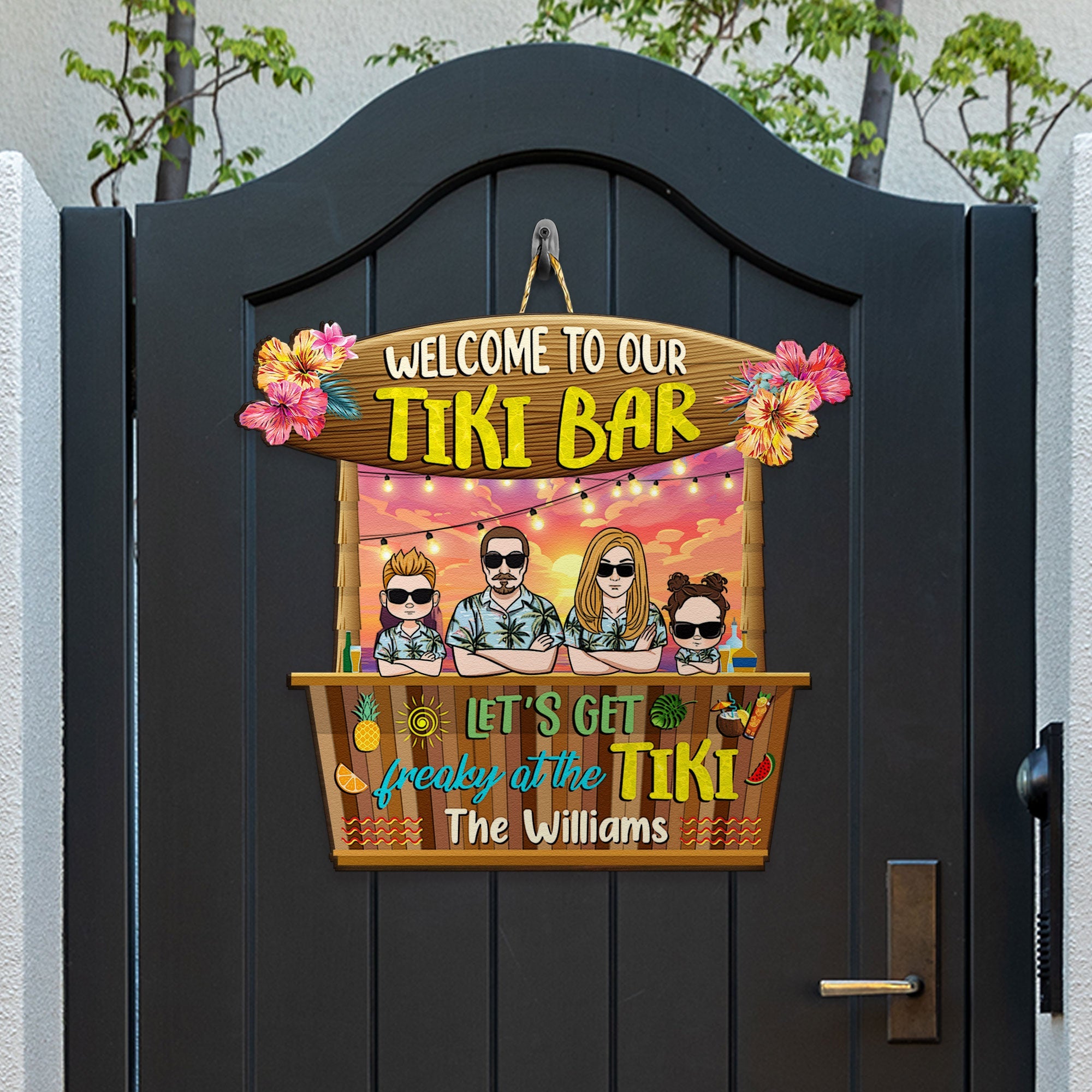 Get Freaky At The Tiki - Personalized Custom Shaped Wood Sign