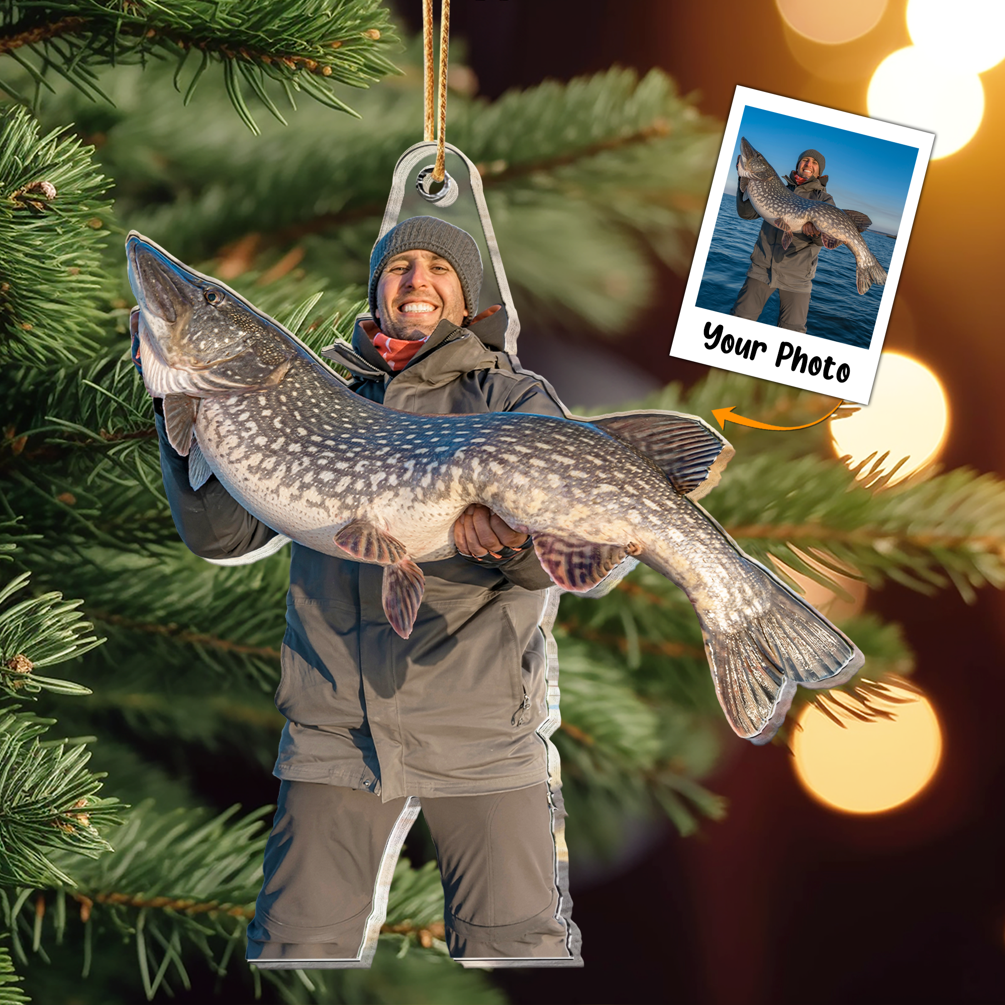 Gift For Fishing Lovers - Personalized Fishing Photo Ornament