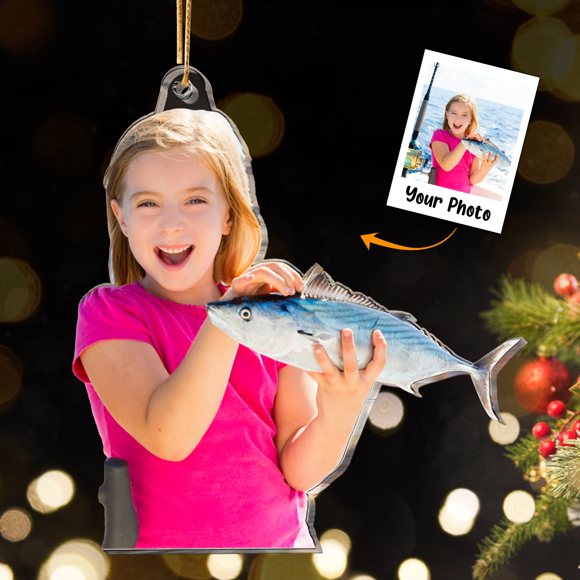 Gift For Fishing Lovers - Personalized Fishing Photo Ornament