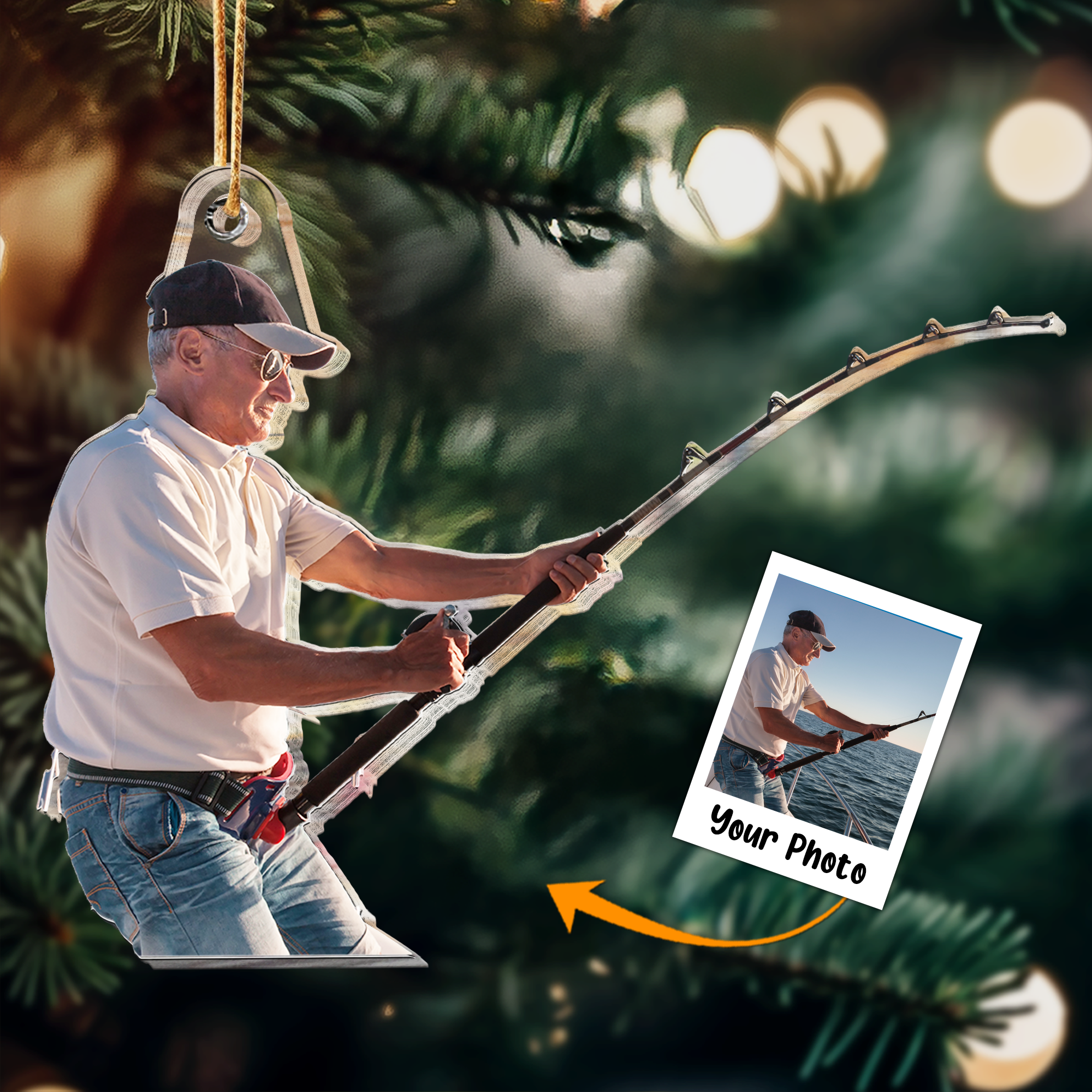 Gift For Fishing Lovers - Personalized Fishing Photo Ornament