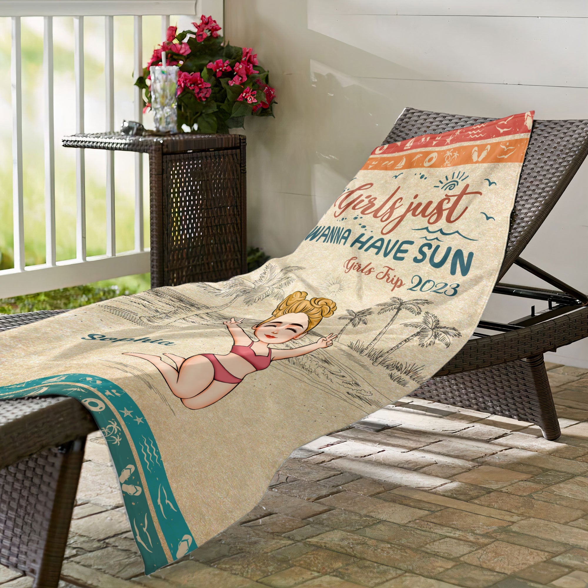 Girls Just Wanna Have Sun - Personalized Beach Towel