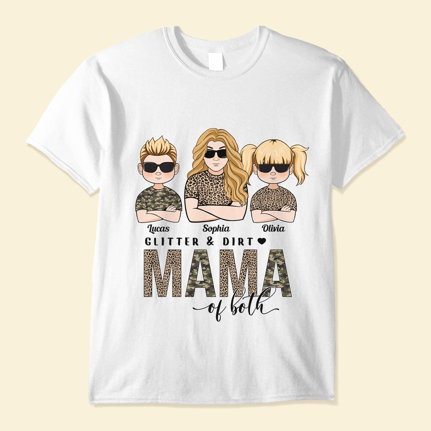 Glitter And Dirt Mama Of Both - Personalized Shirt