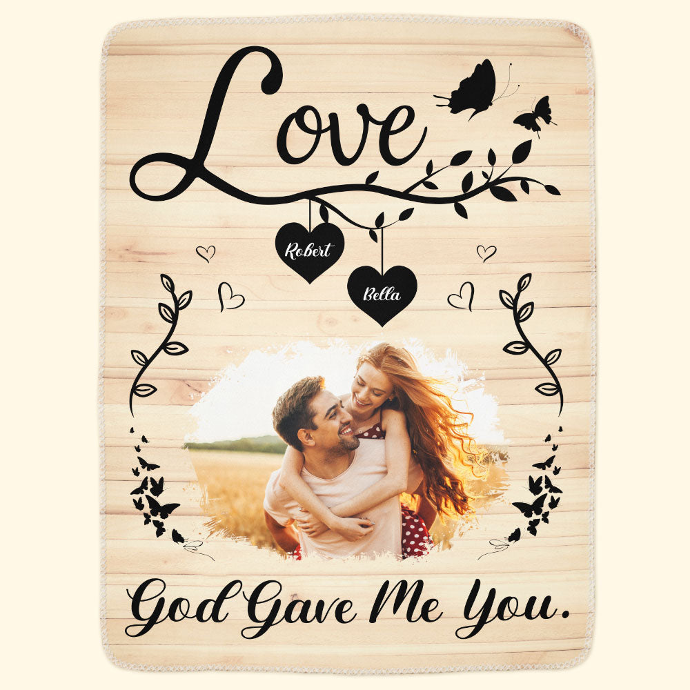 God Gave Me You Couples Anniversary - Personalized Photo Blanket