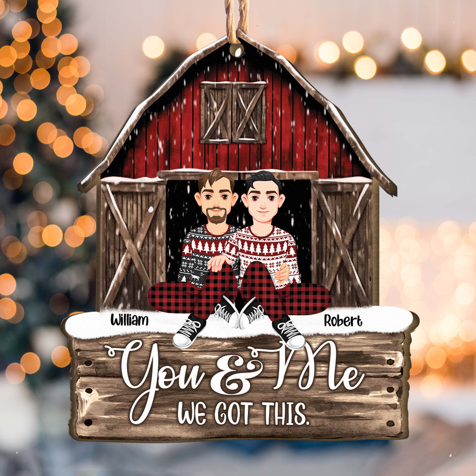 God Knew My Heart Needed You Red Barn - Personalized Wooden Ornament