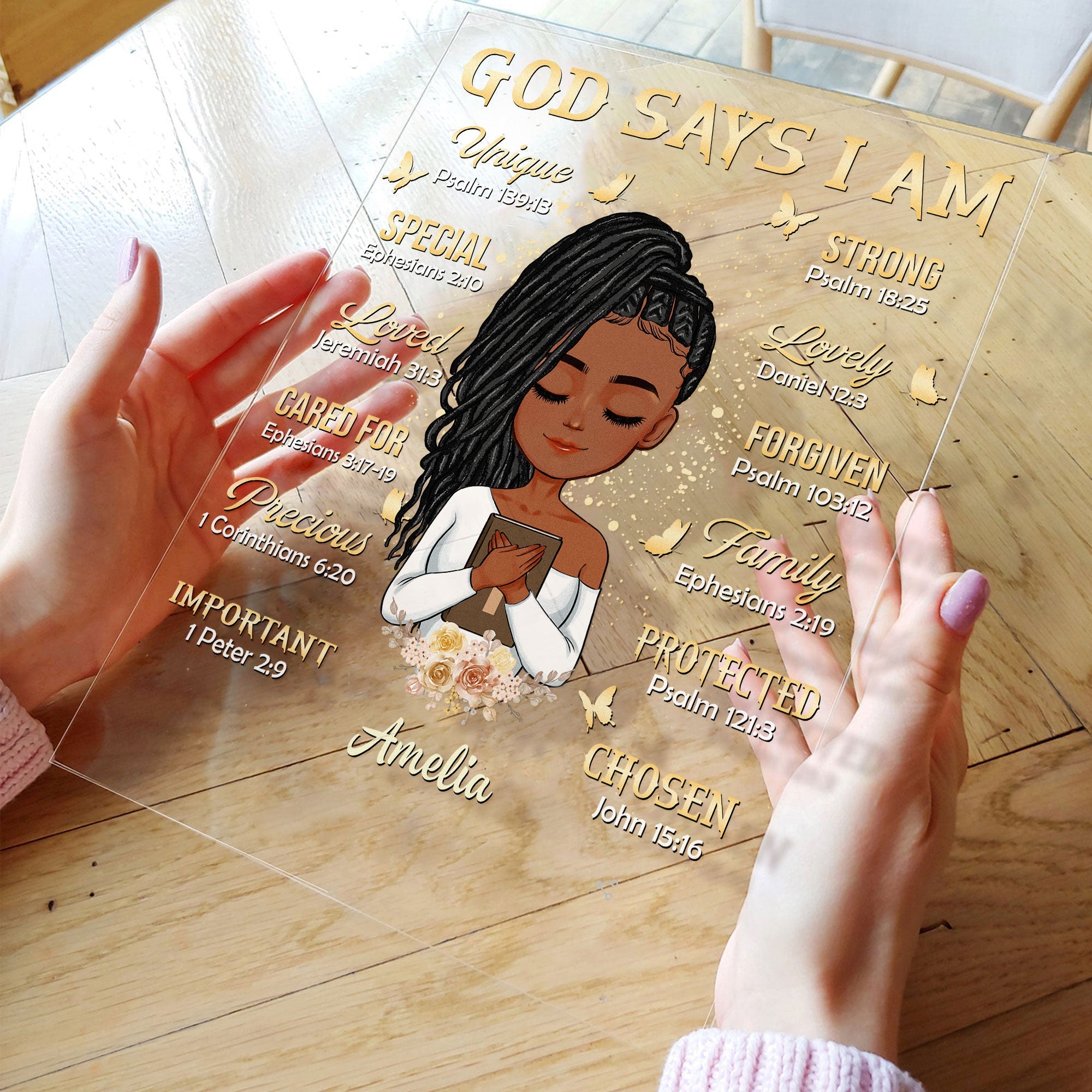 God Says I Am - Cartoon Version - Personalized Acrylic Plaque