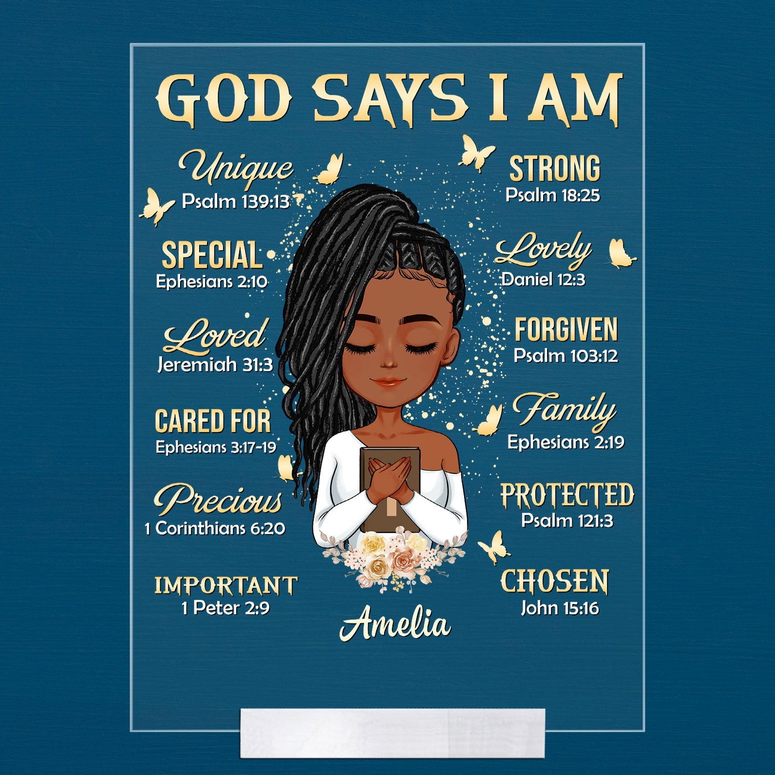 God Says I Am - Cartoon Version - Personalized Acrylic Plaque