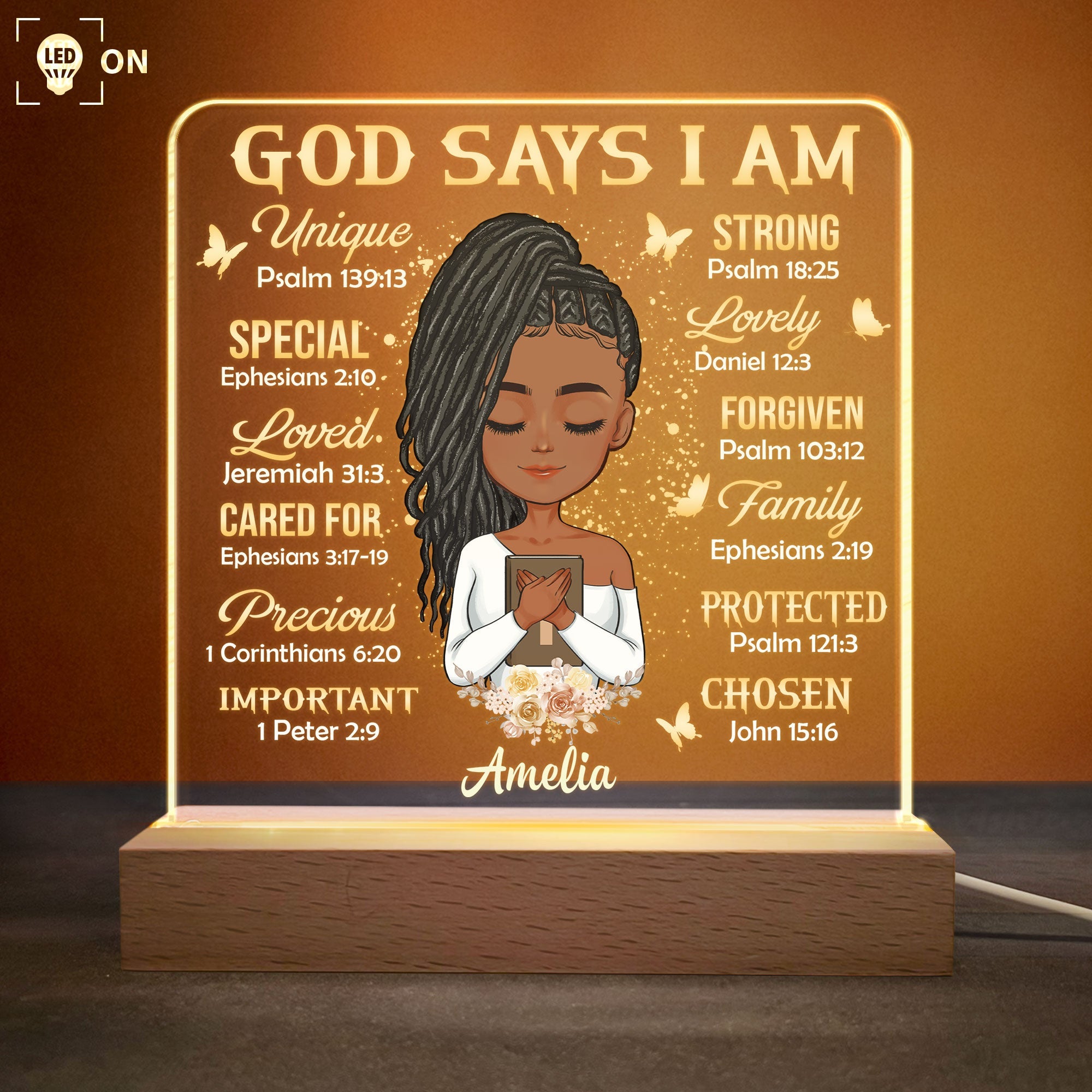 God Says I Am - Personalized LED Light