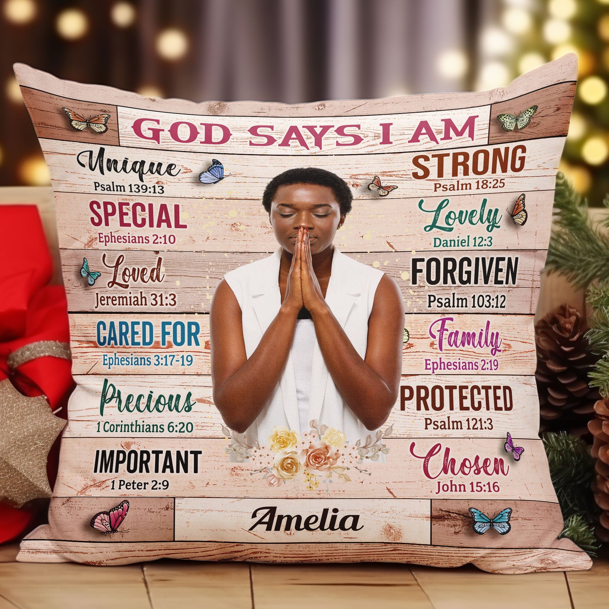 God Says I Am Unique - Photo Version - Personalized Photo Pillow (Insert Included)