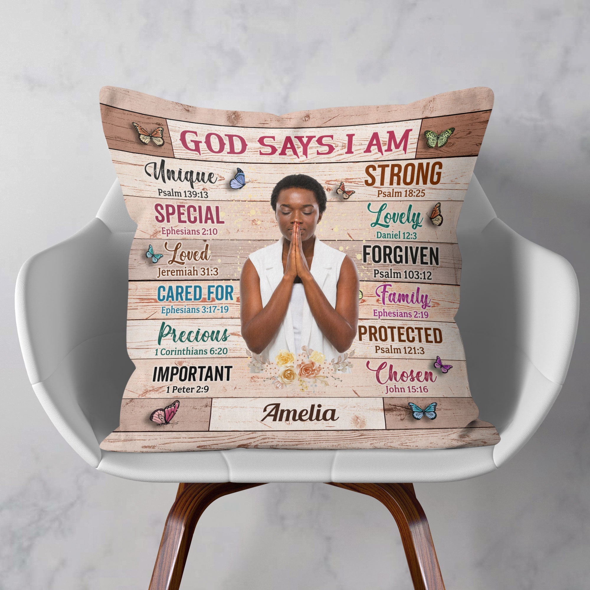 God Says I Am Unique - Photo Version - Personalized Photo Pillow (Insert Included)