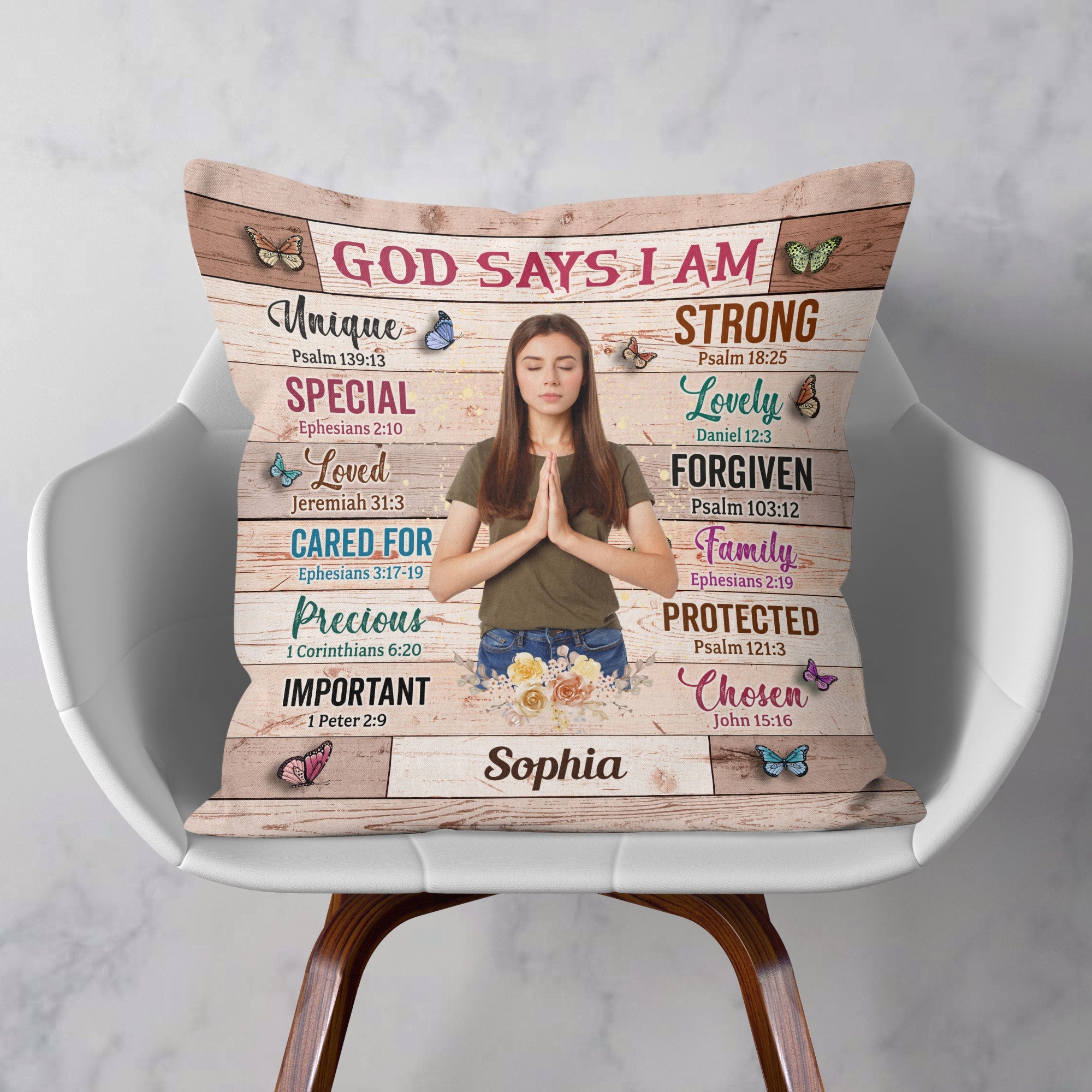 God Says I Am Unique - Photo Version - Personalized Photo Pillow (Insert Included)