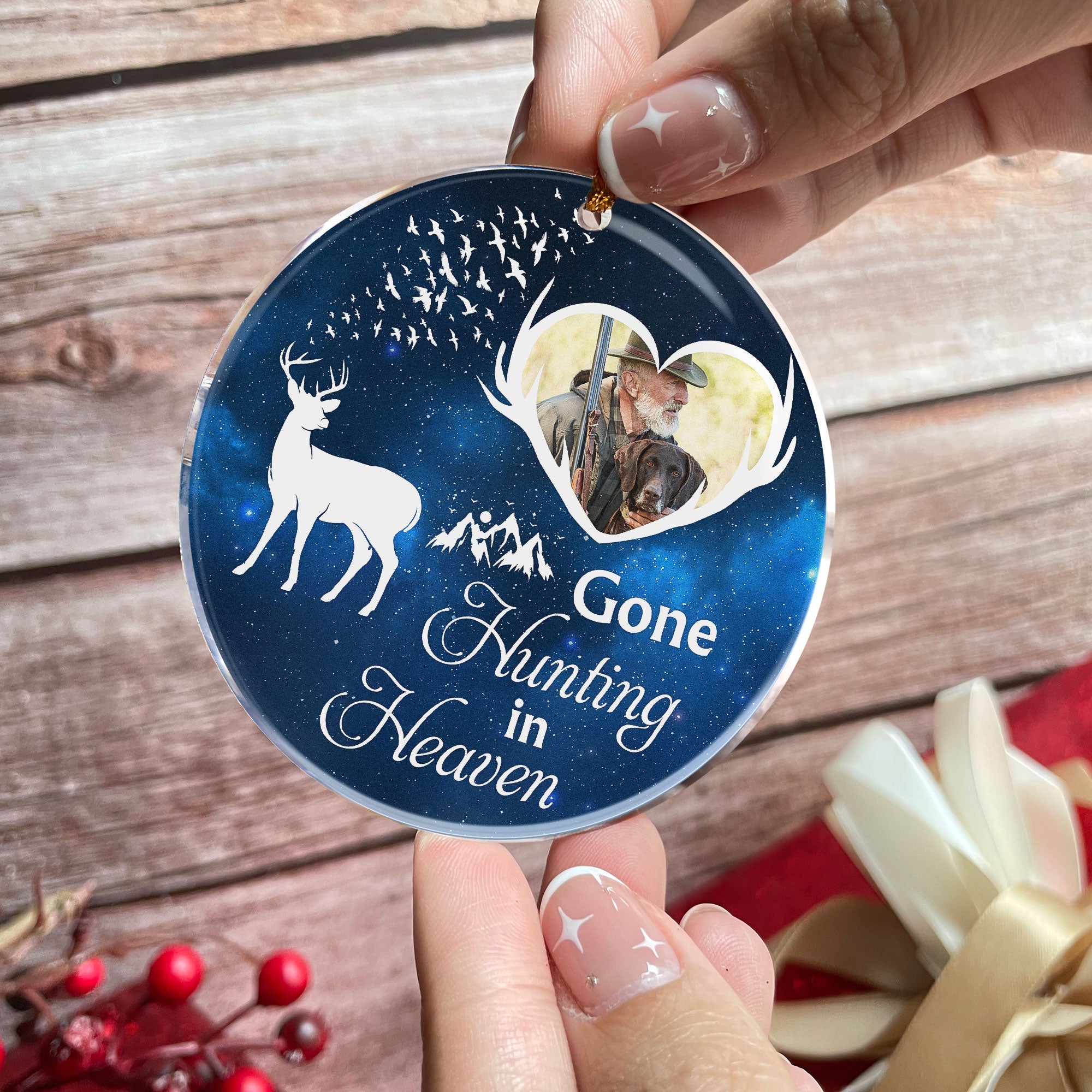 Gone Hunting In Heaven - Personalized Acrylic Photo Ornament