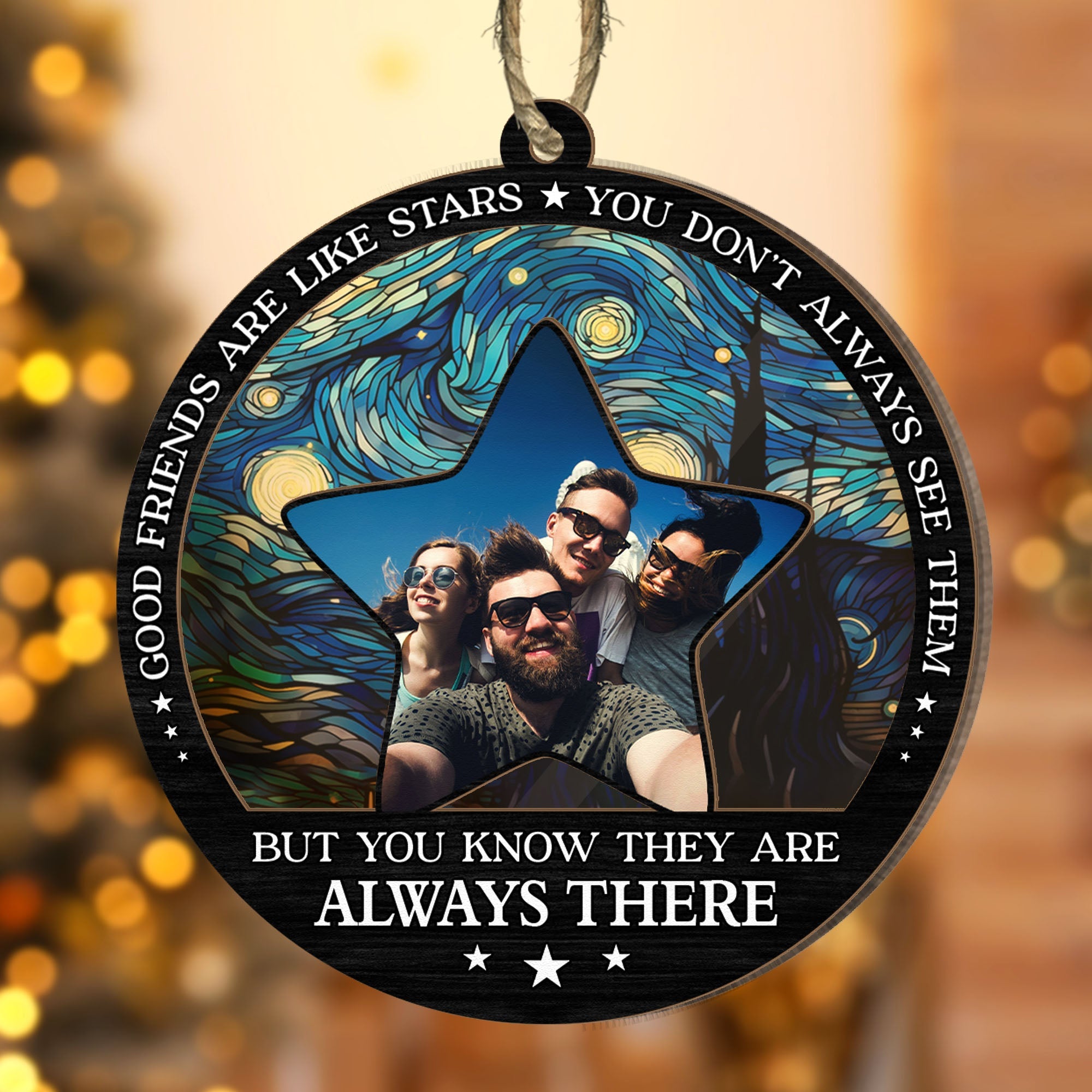 Good Friends Are Like Stars - Personalized Photo Suncatcher Ornament