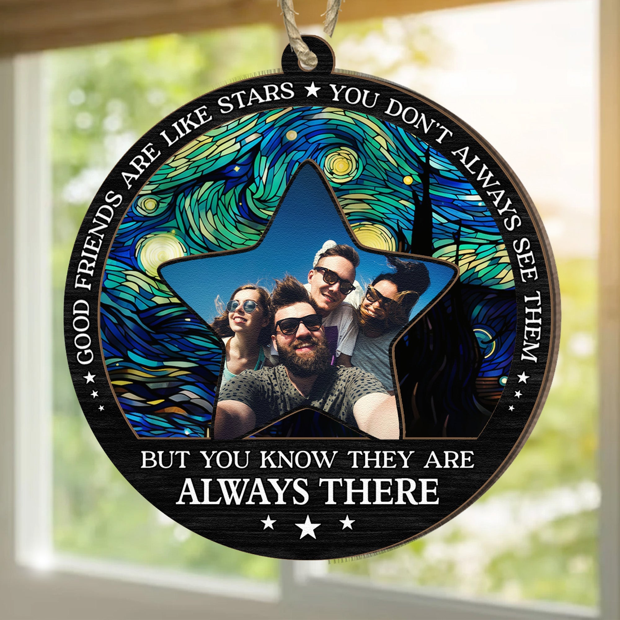 Good Friends Are Like Stars - Personalized Photo Suncatcher Ornament