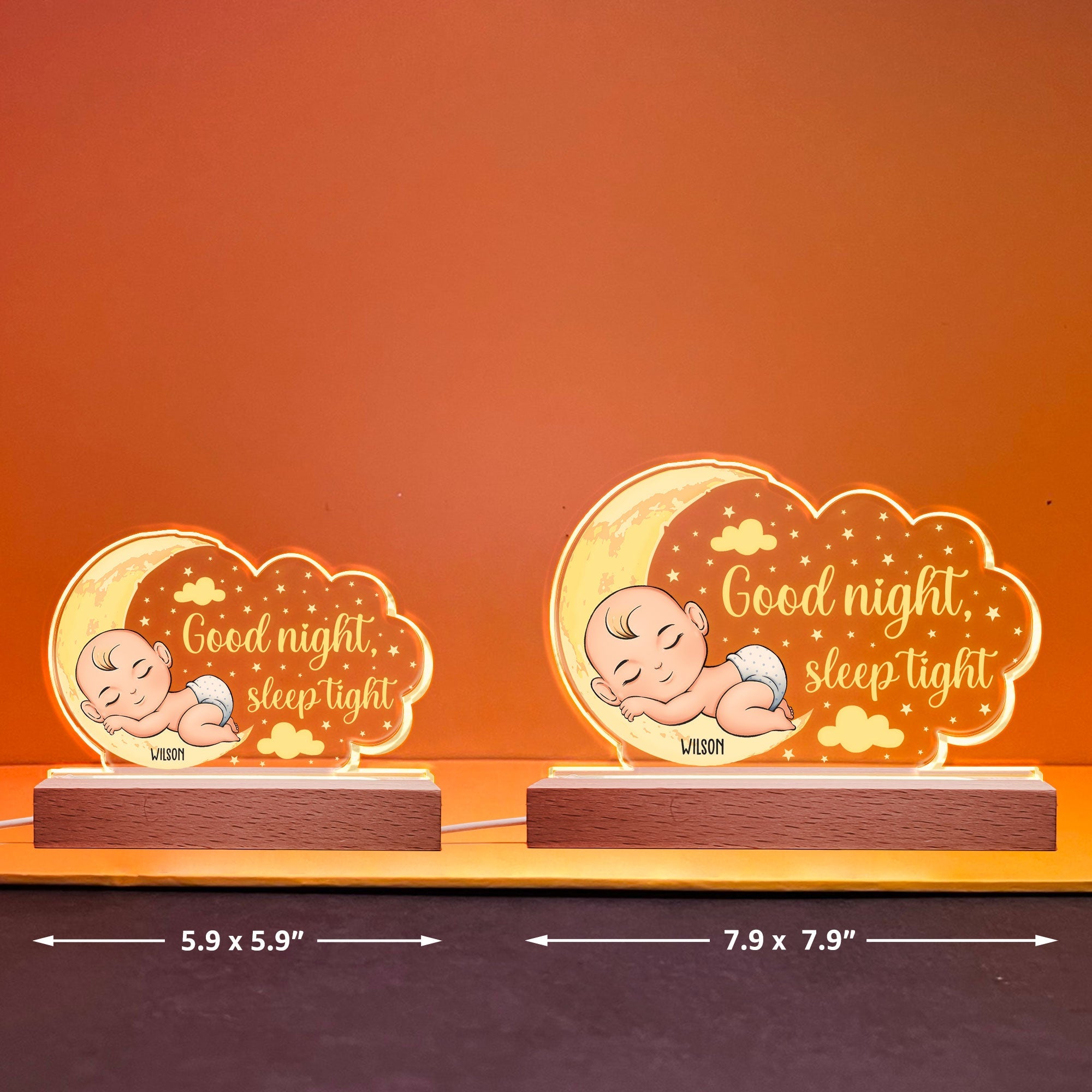 Good Night Sleep Tight - Personalized 3D LED Light Wooden Base