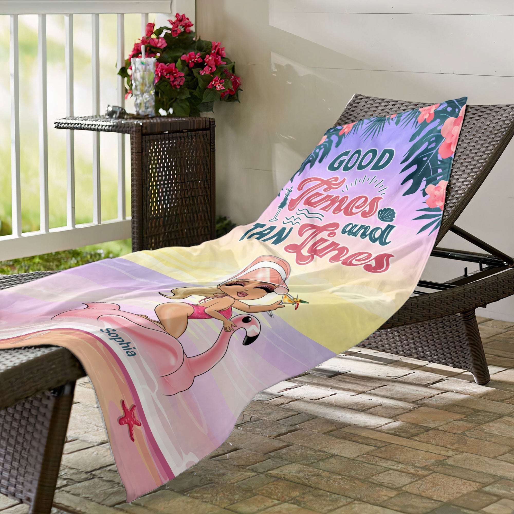 Good Times And Tan Lines - Personalized Beach Towel