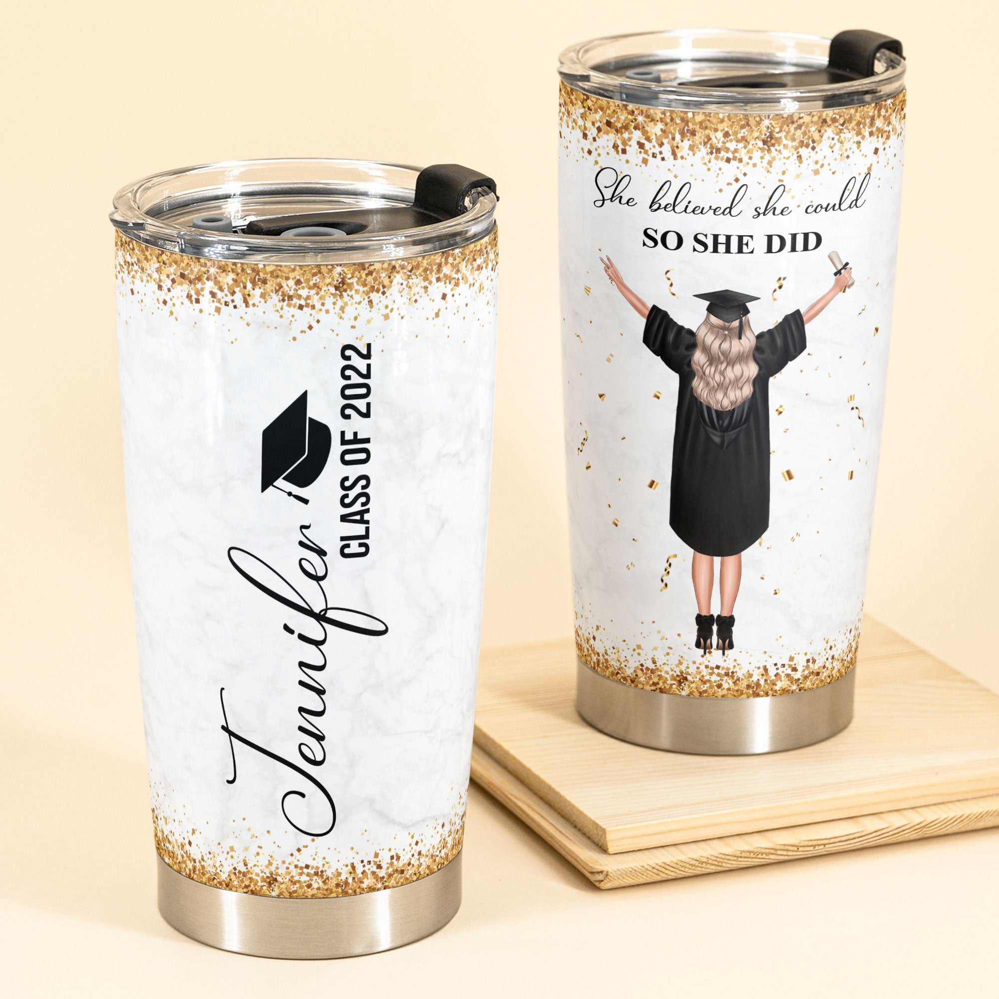 Graduate Even A Global Pandemic - Personalized Tumbler - Birthday Graduation Gift For Girls, Besties, Sisters, Daughters