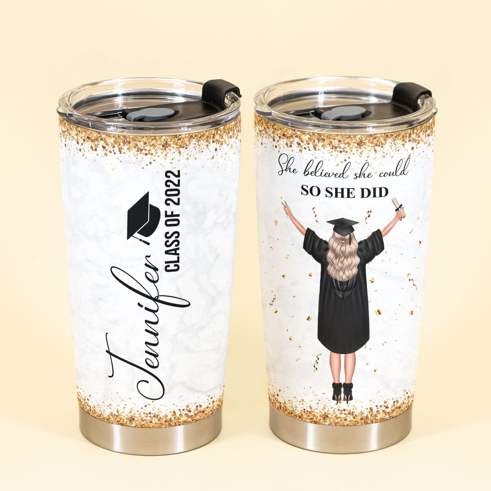 Graduate Even A Global Pandemic - Personalized Tumbler - Birthday Graduation Gift For Girls, Besties, Sisters, Daughters