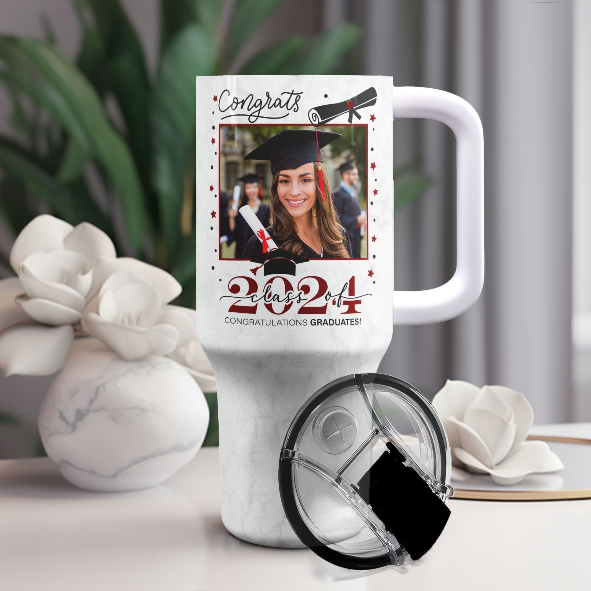 Graduation Behind You All Your Memories - Personalized Photo 40oz Tumbler With Straw