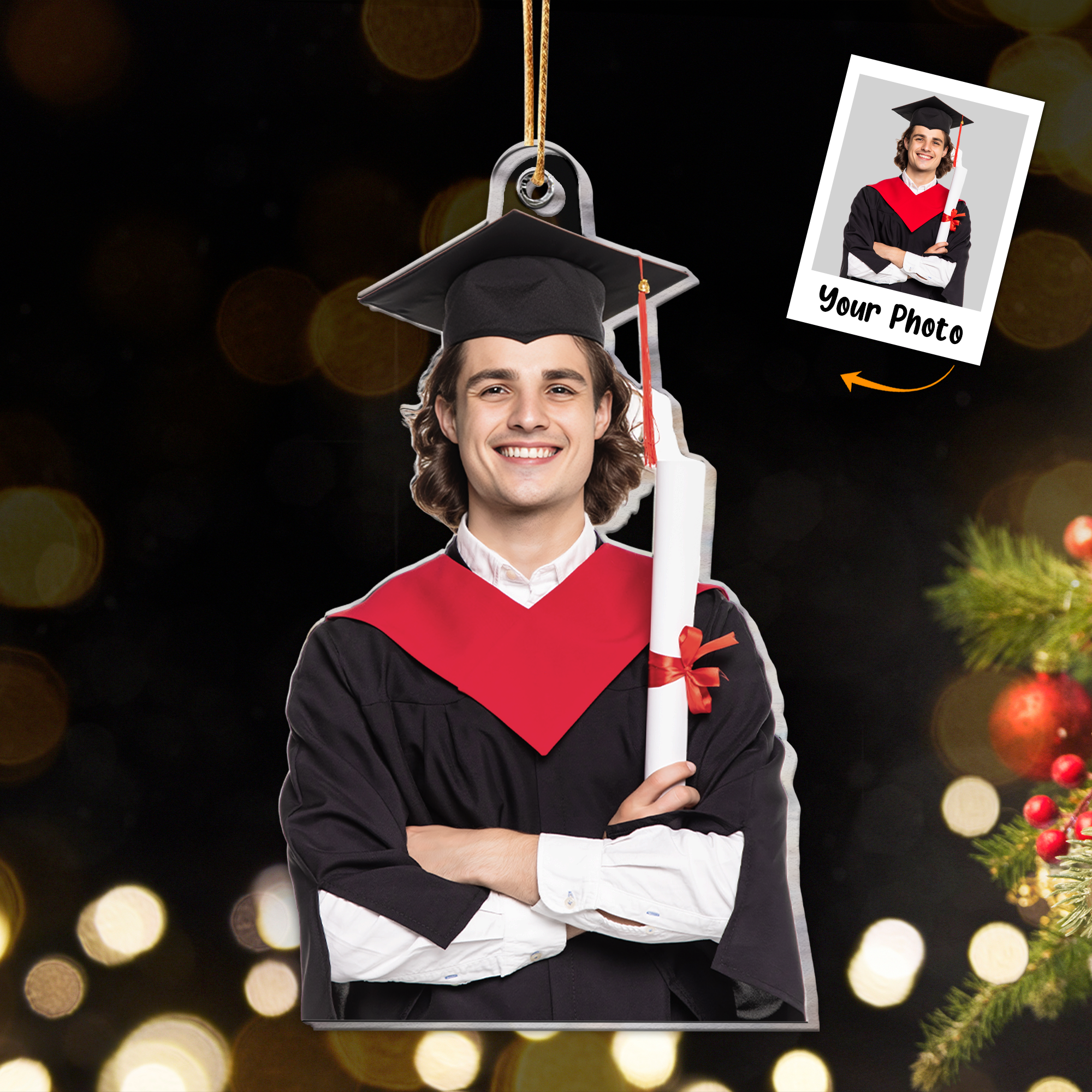 Graduation Ornament Gift For Family Member - Personalized Acrylic Photo Ornament